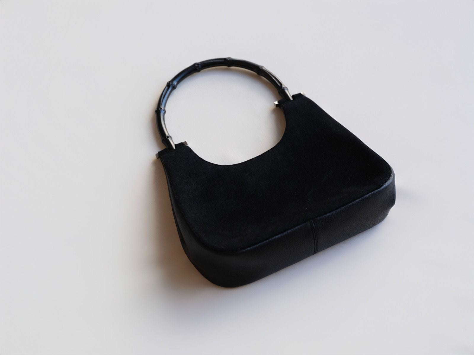 90s Gucci suede bamboo handle bag