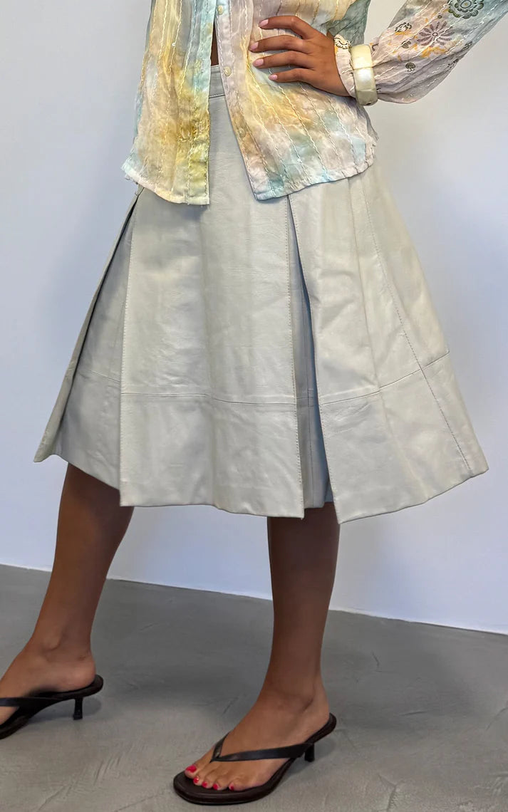 Leather Skirt - White