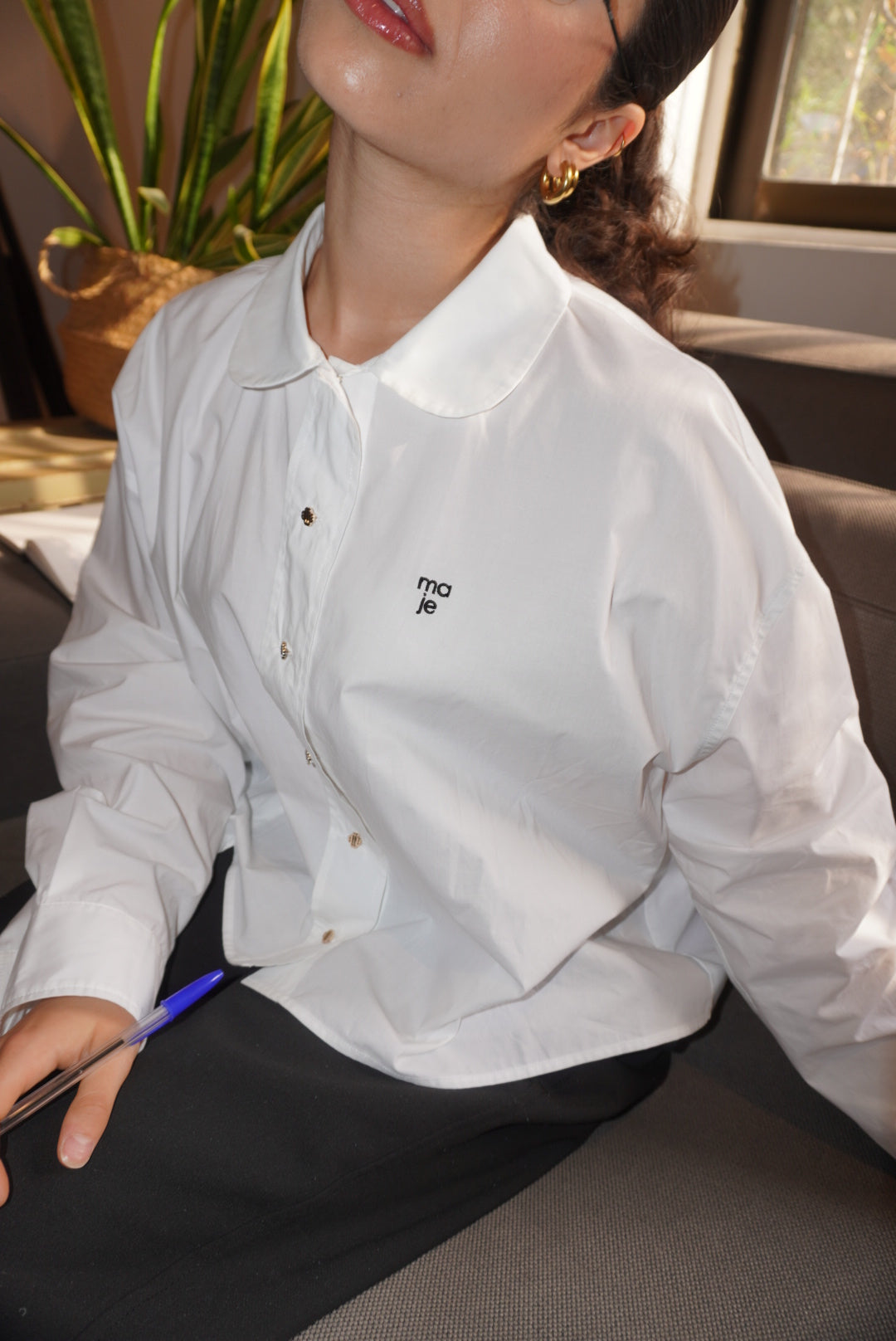 Maje white poplin shirt