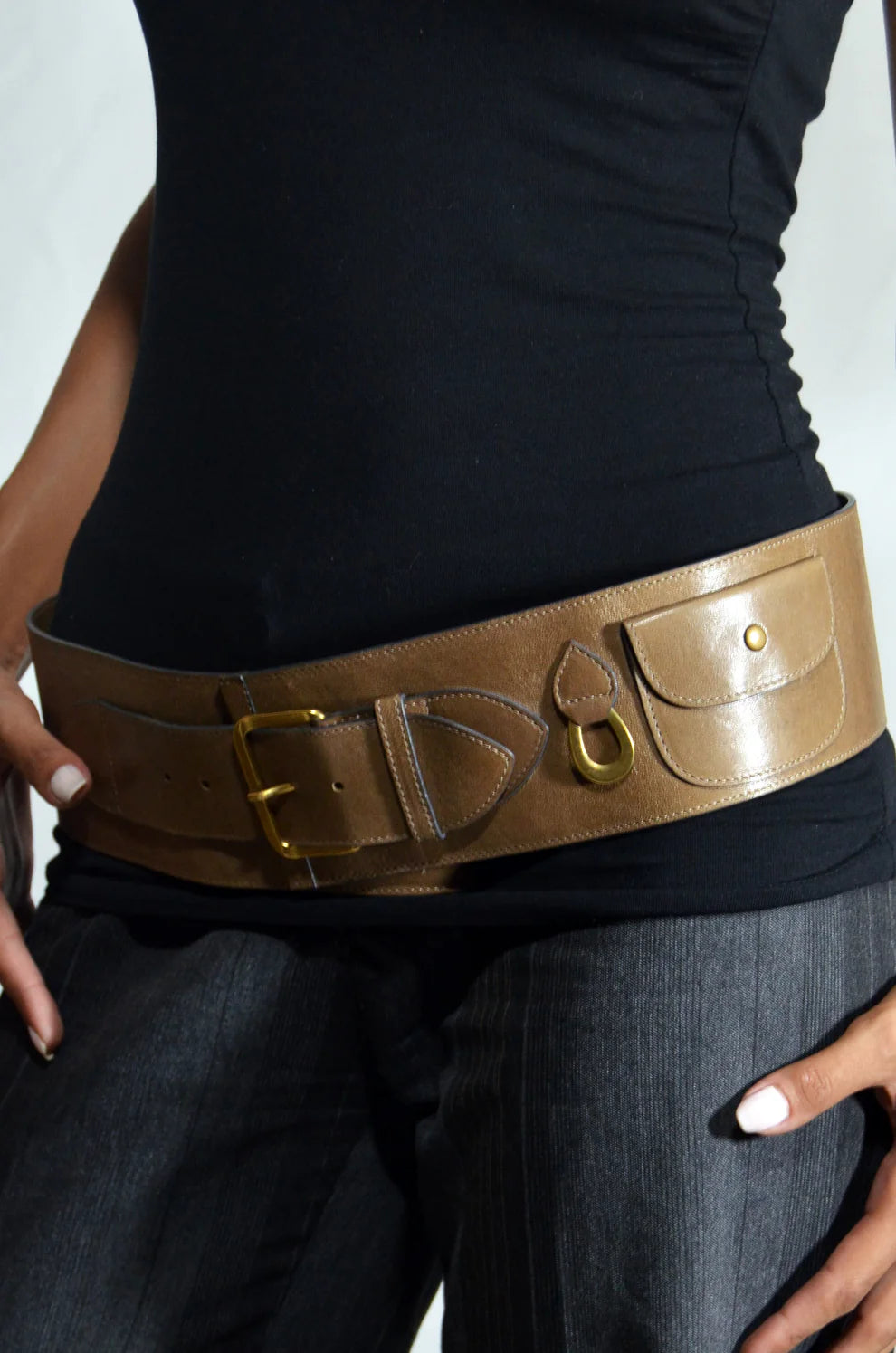 Vintage Chloé Wide Utility Belt — Taupe