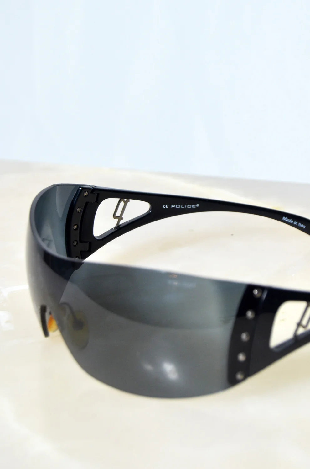 Vintage POLICE Shield Sunglasses — Black