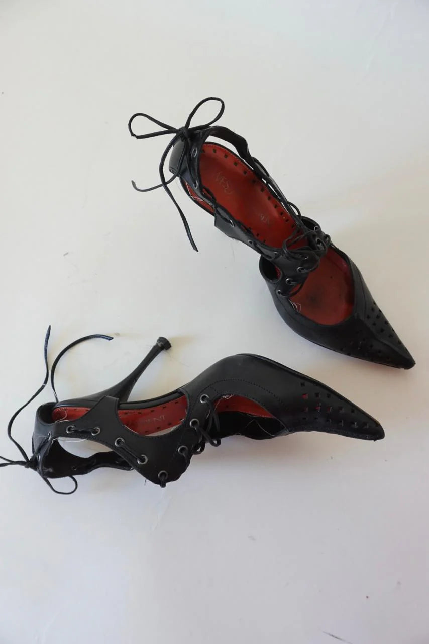 Vintage YSL pointy leather heels