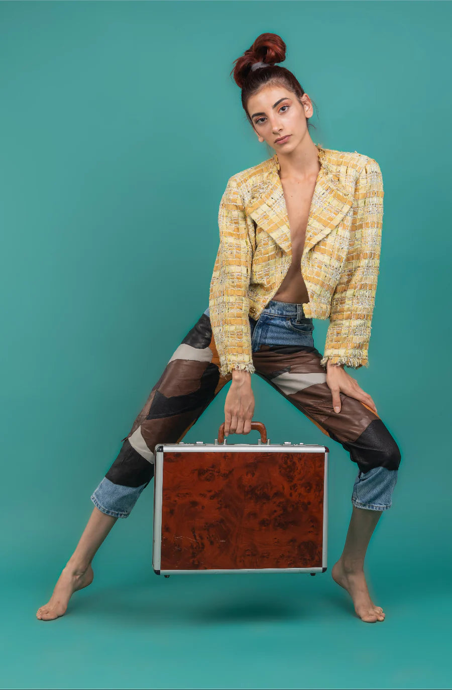 Levis Customised Leather Patchwork Jeans