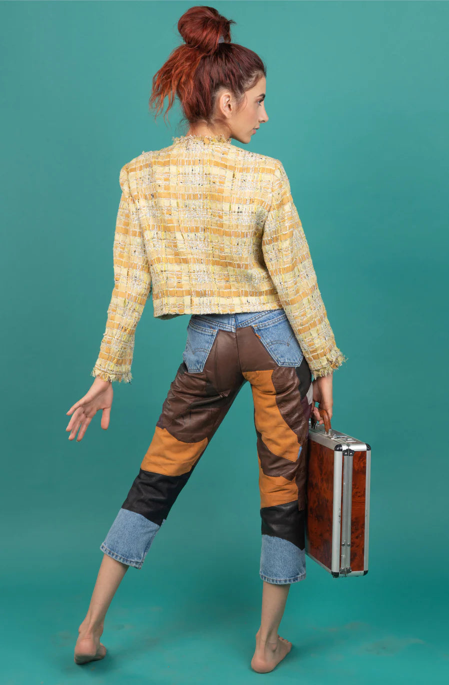 Levis Customised Leather Patchwork Jeans