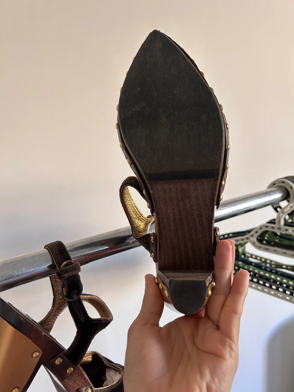 Miu Miu velvet wooden heeled clogs