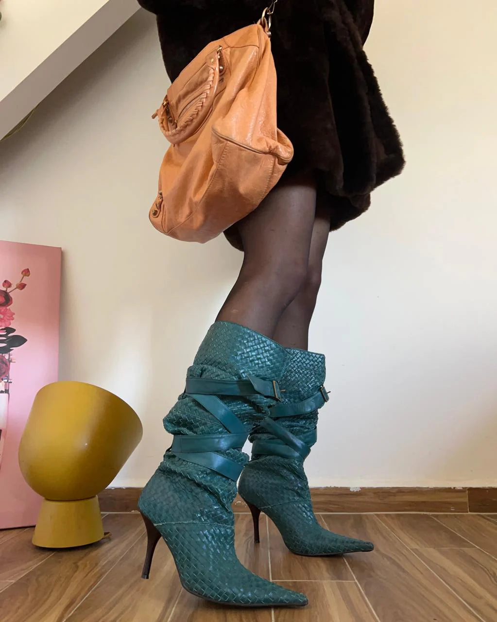 Vintage 90s Faith Solo El Dantes Pointy Leather Wrinkled Boots