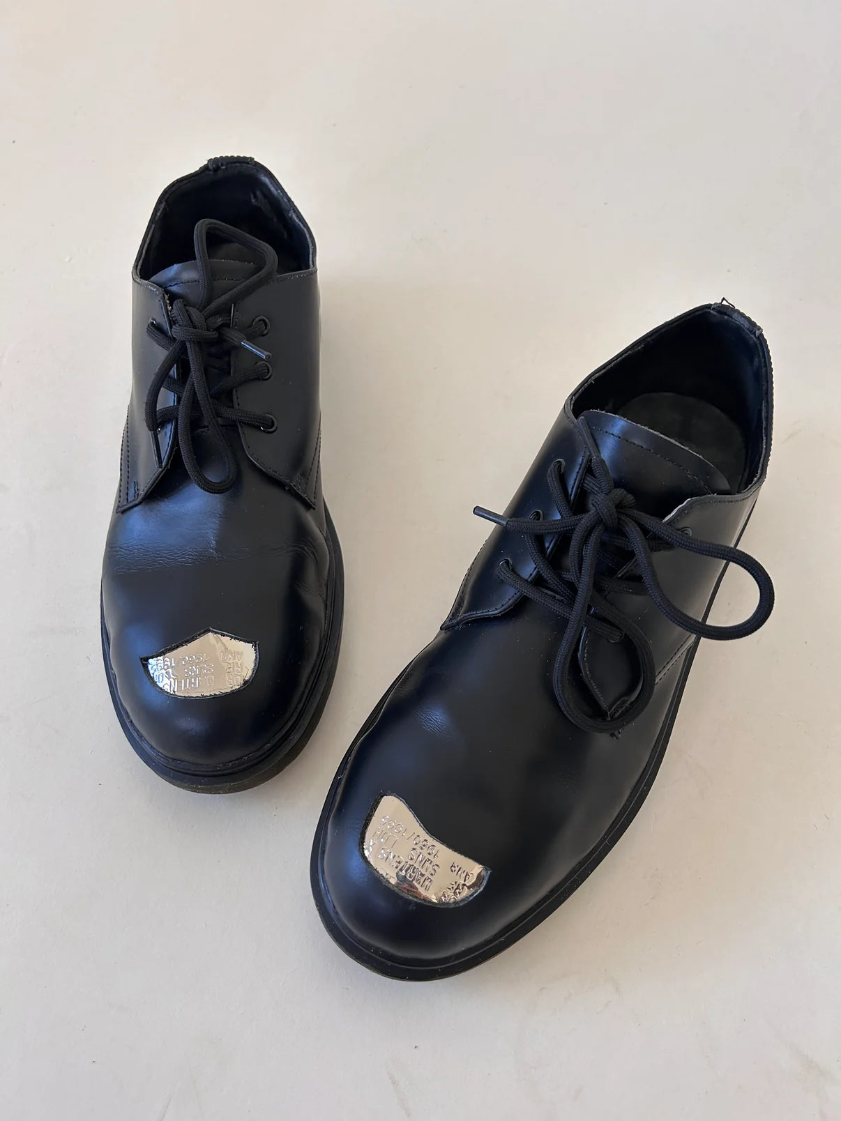 Dr Martens X Raf Simons exposed steel toe leather shoes