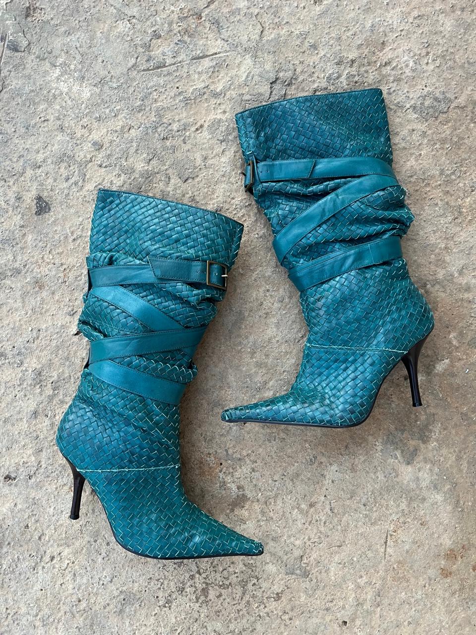 Vintage 90s Faith Solo El Dantes Pointy Leather Wrinkled Boots