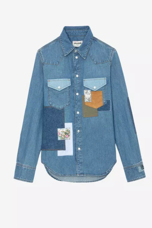Zadig and Voltaire Denim Patchwork Shirt