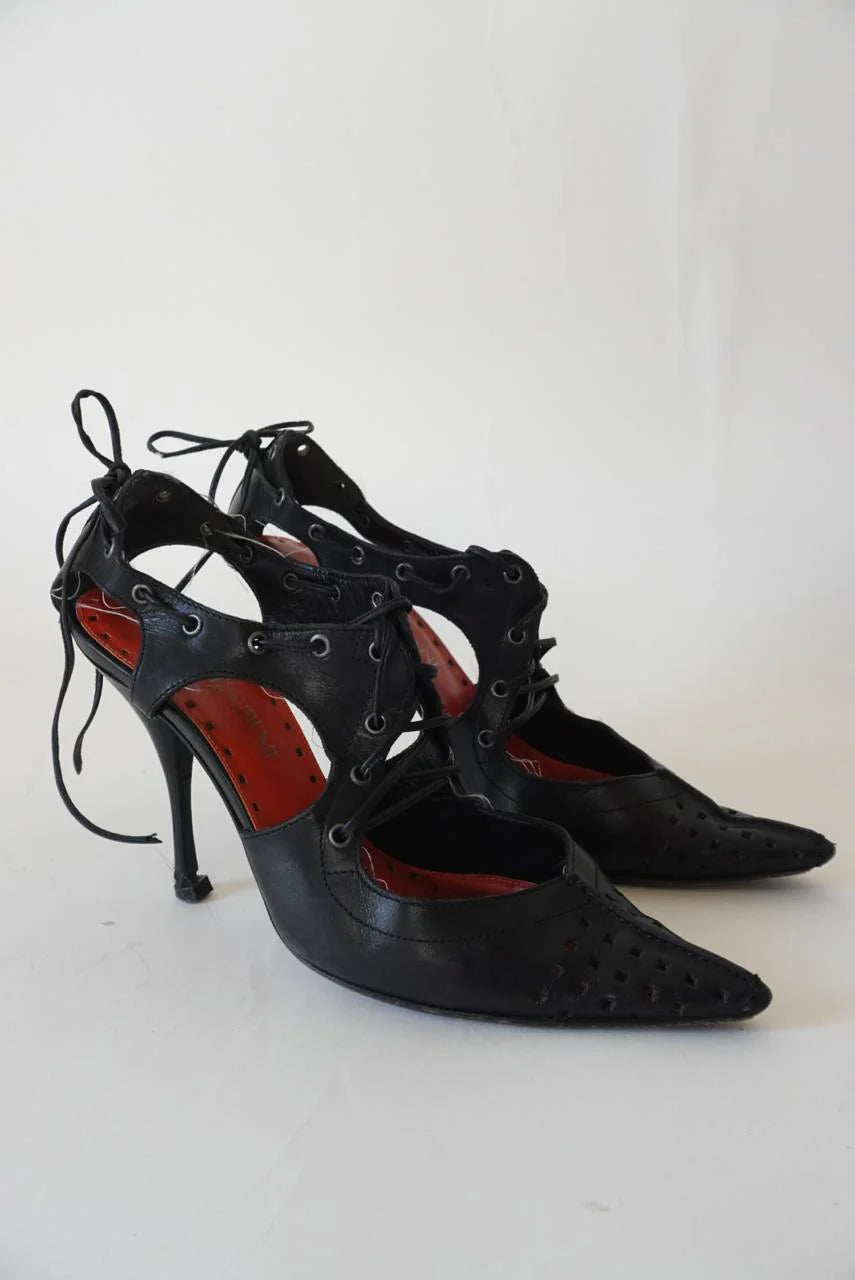 Vintage YSL pointy leather heels