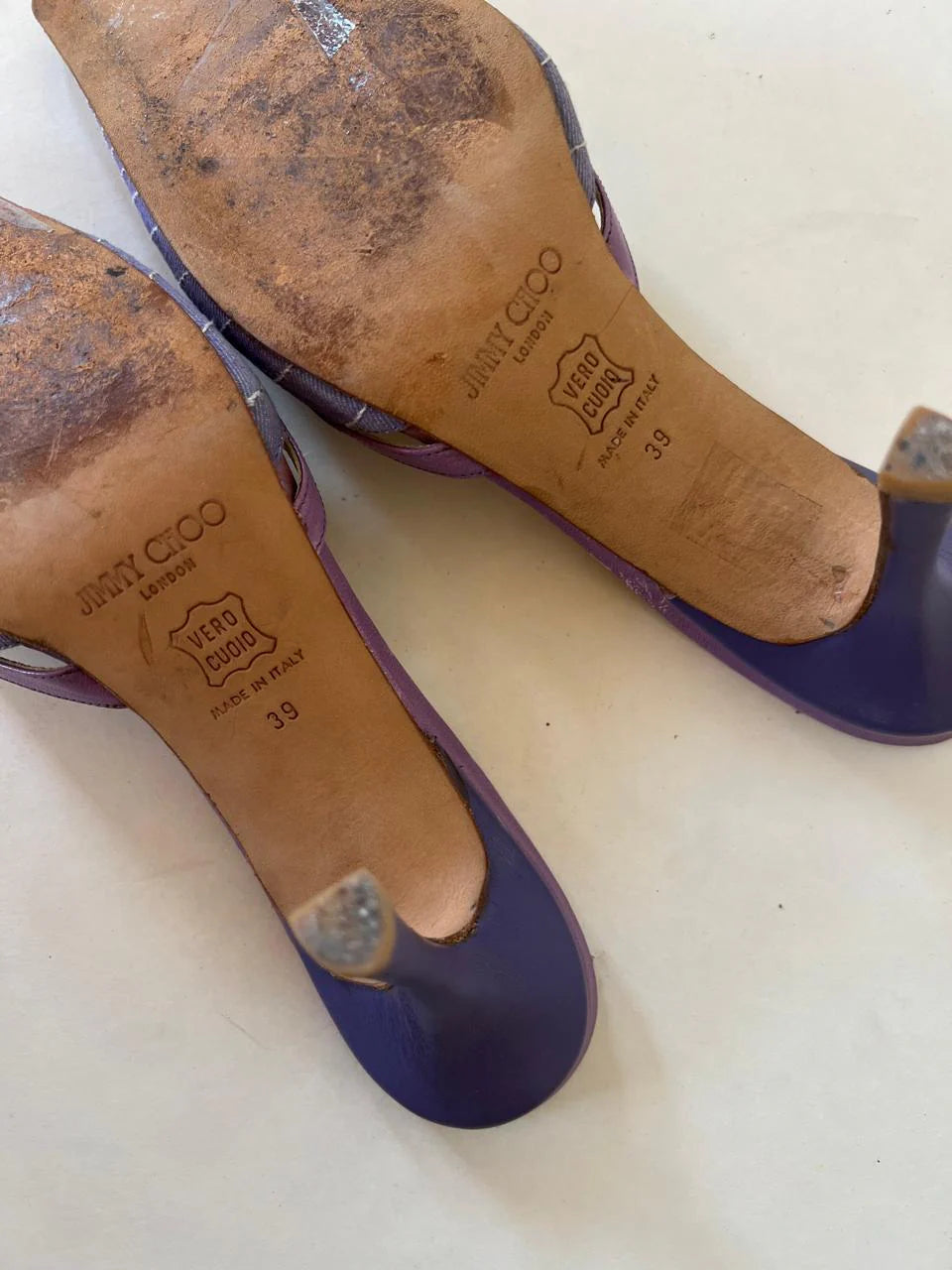 Jimmy Choo stripped vintage pointy mules