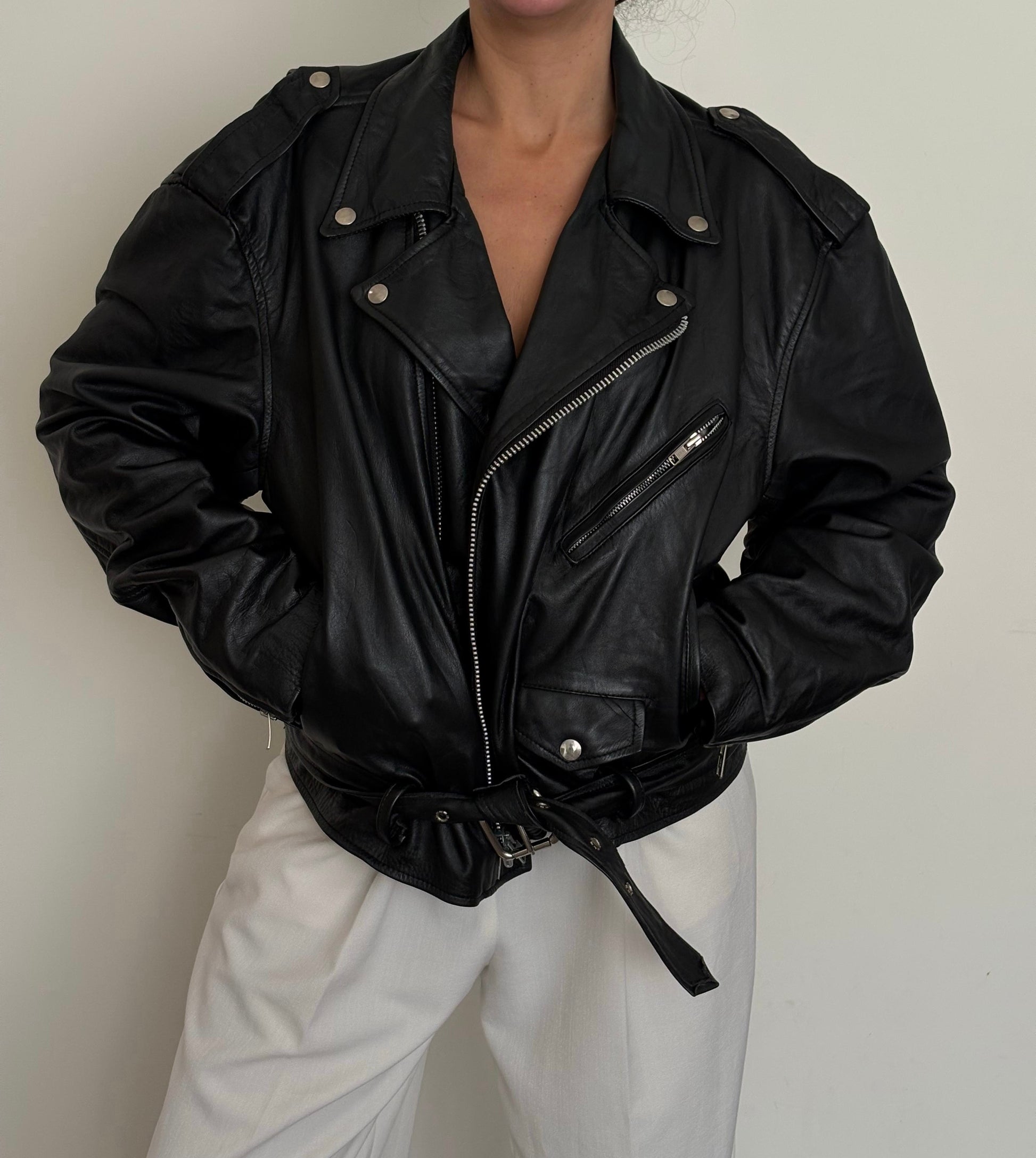 Vintage biker leather jacket