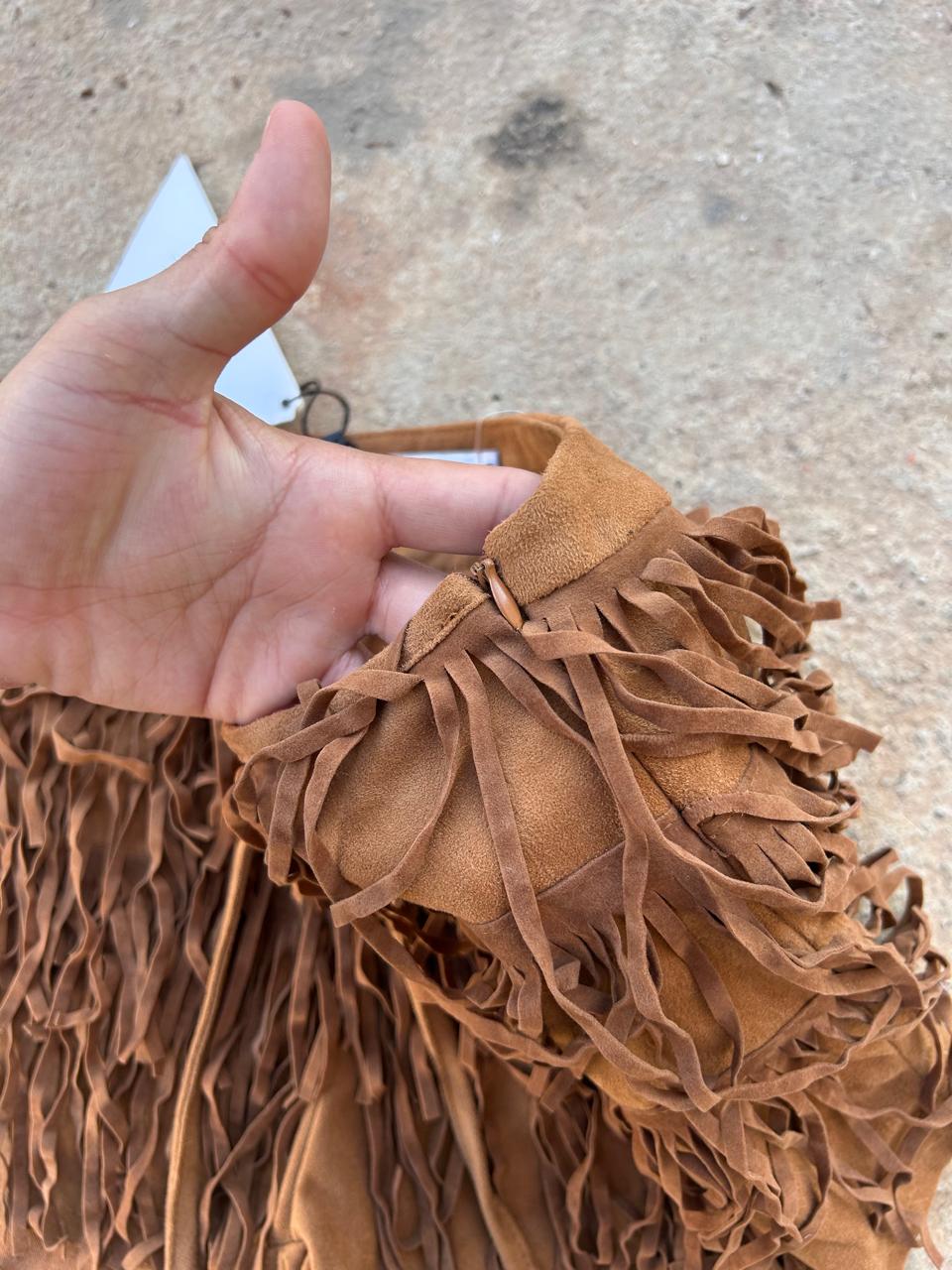 Fringed suede mini shorts