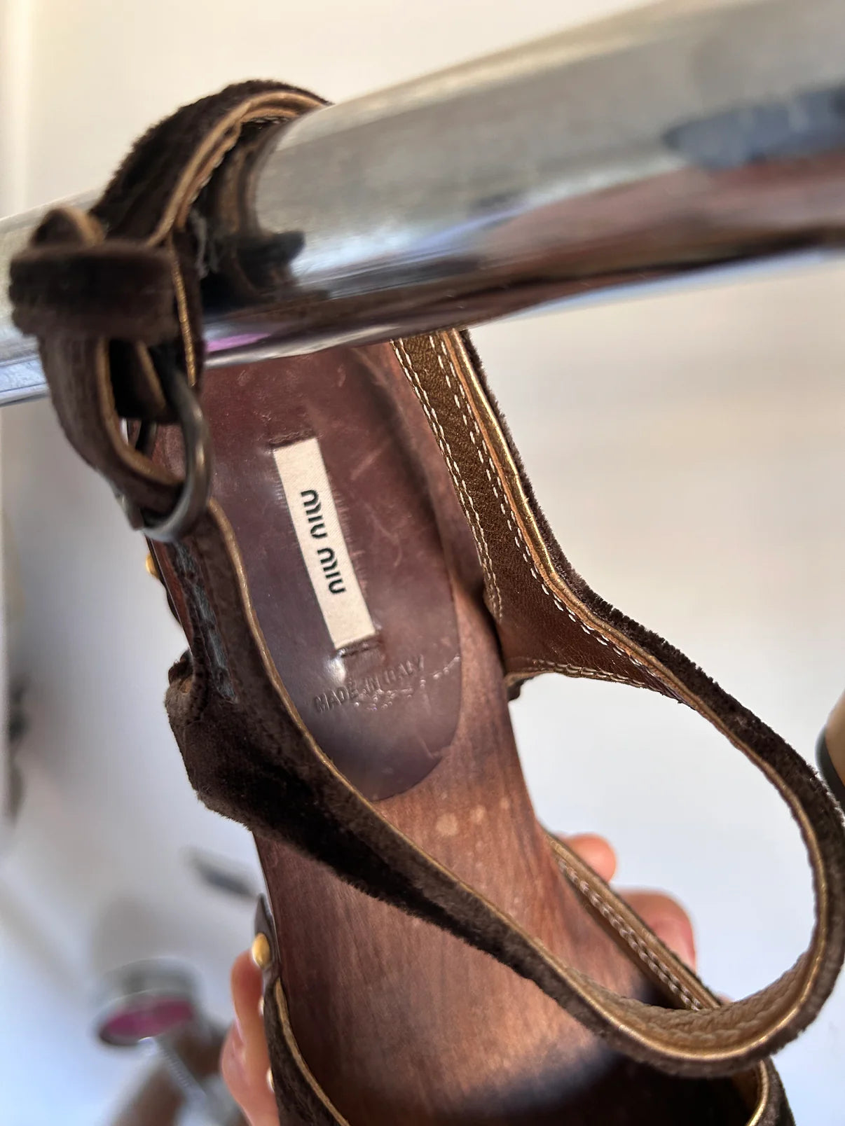 Miu Miu velvet wooden heeled clogs