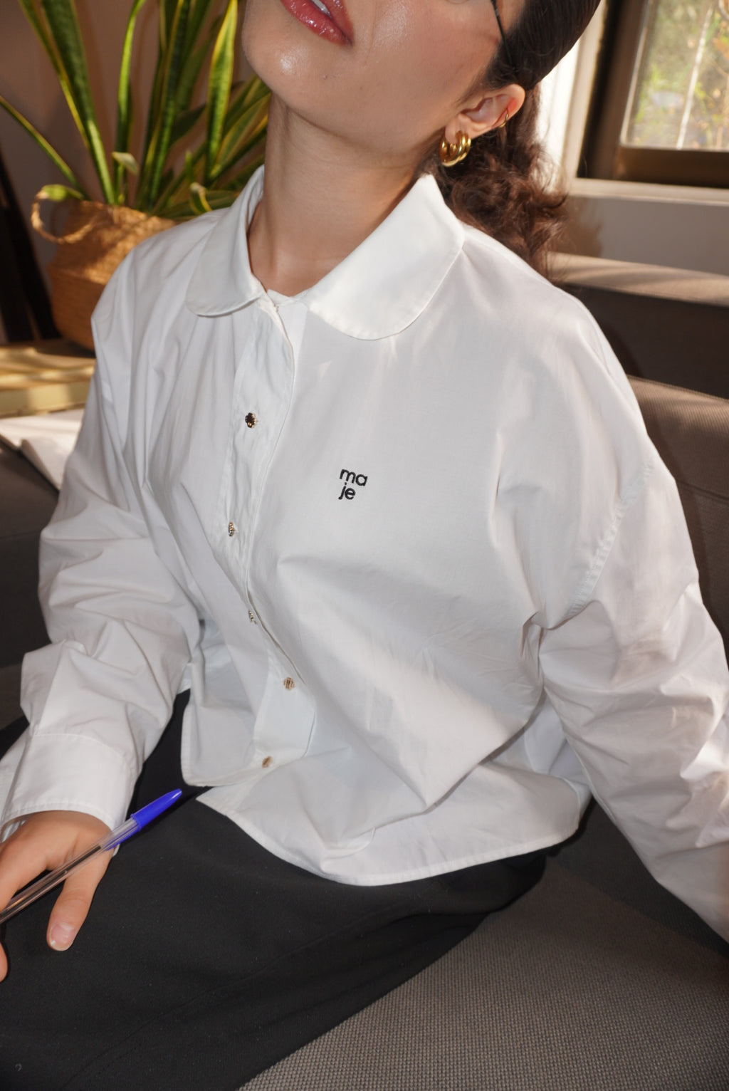 Maje white poplin shirt