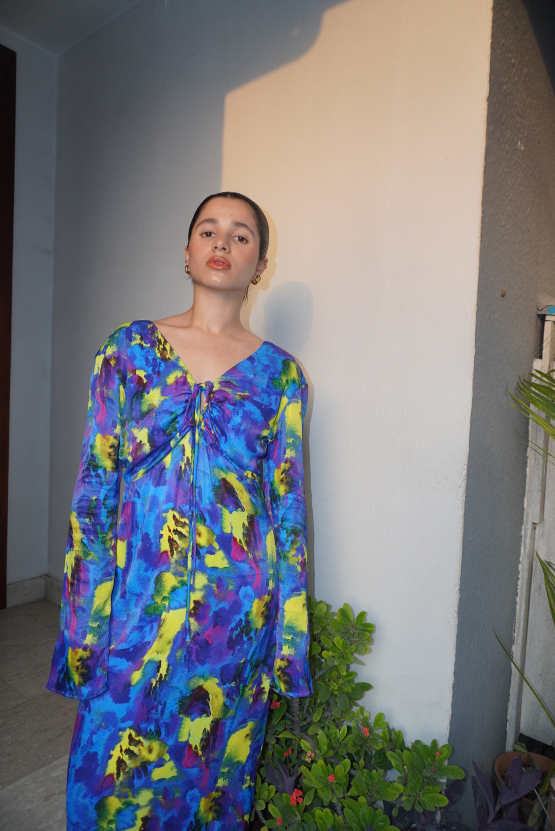 WH x Kimberley Burrows Printed Satin Maxi Dress