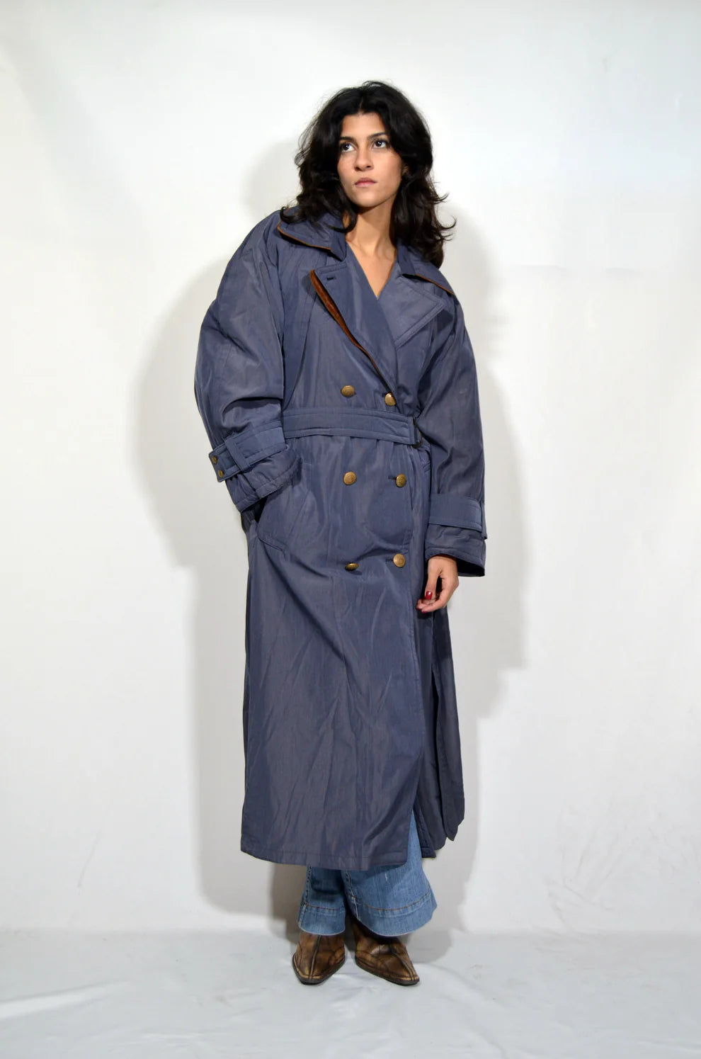 Blue Thick Trench Vintage Coat