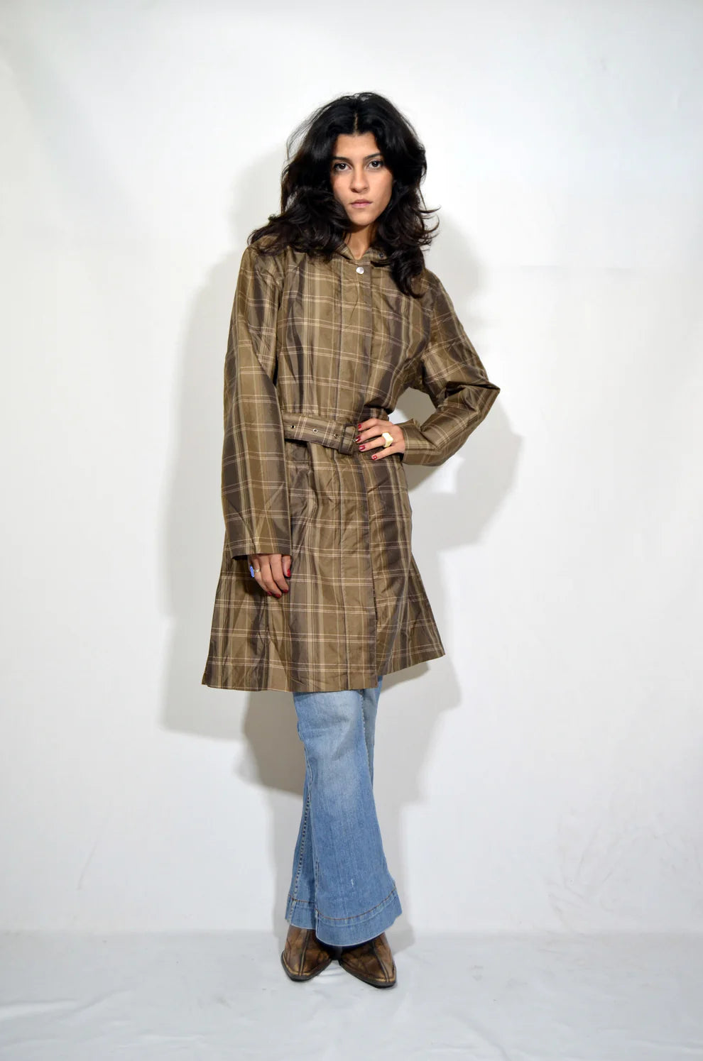 Brown patterned water-resistant Vintage Coat
