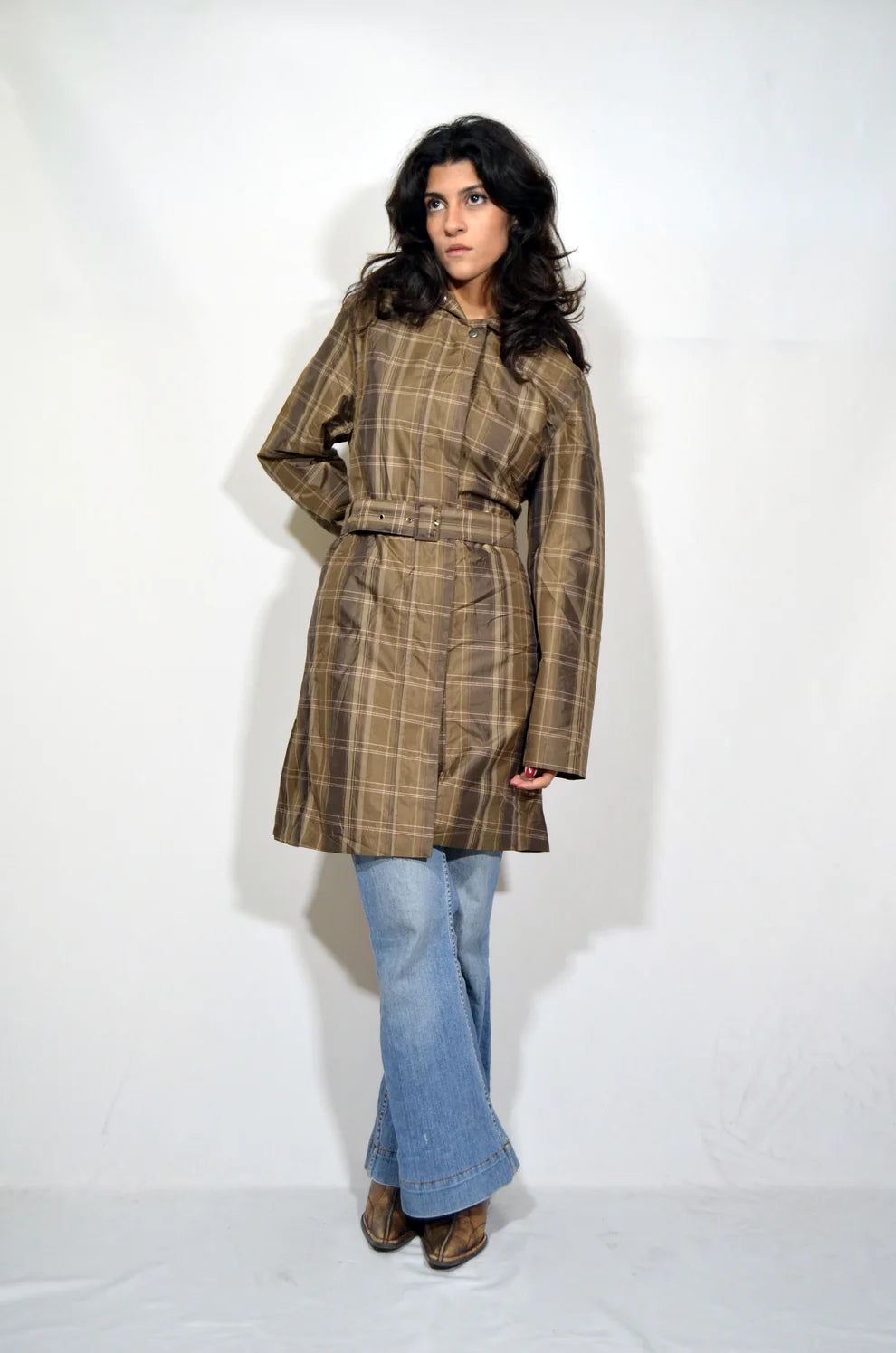 Brown patterned water-resistant Vintage Coat