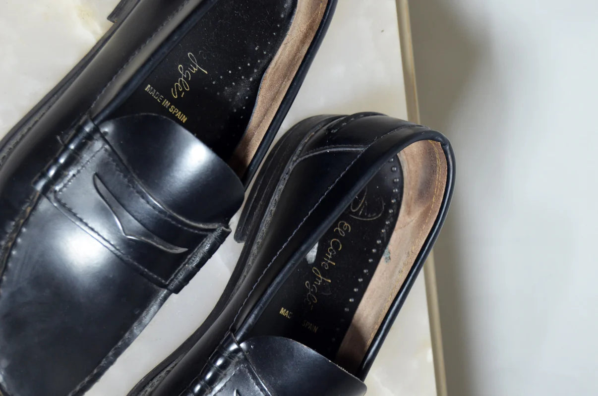 El Corte Ingles Black Leather Loafers