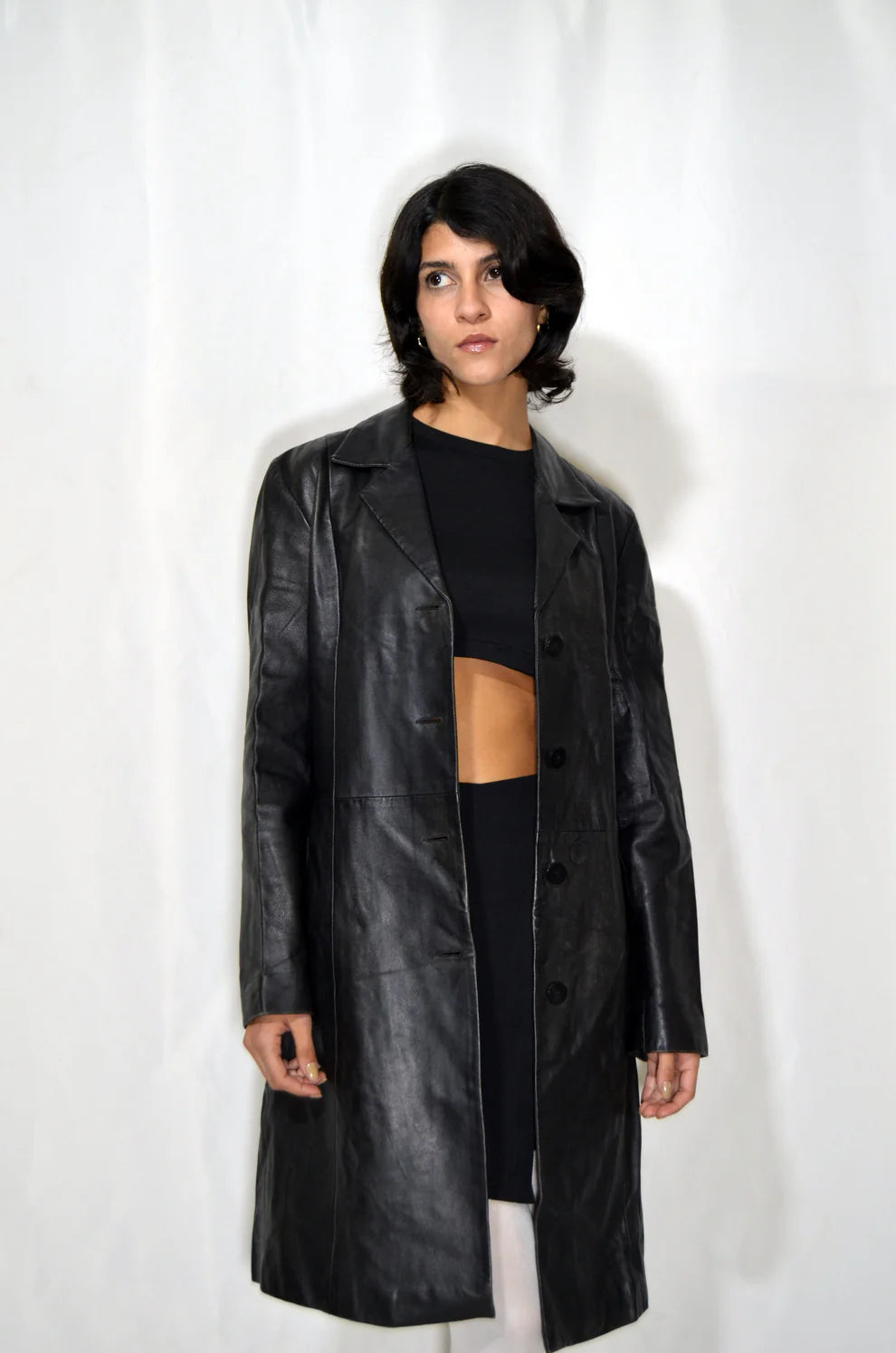Black Leather Vintage Coat