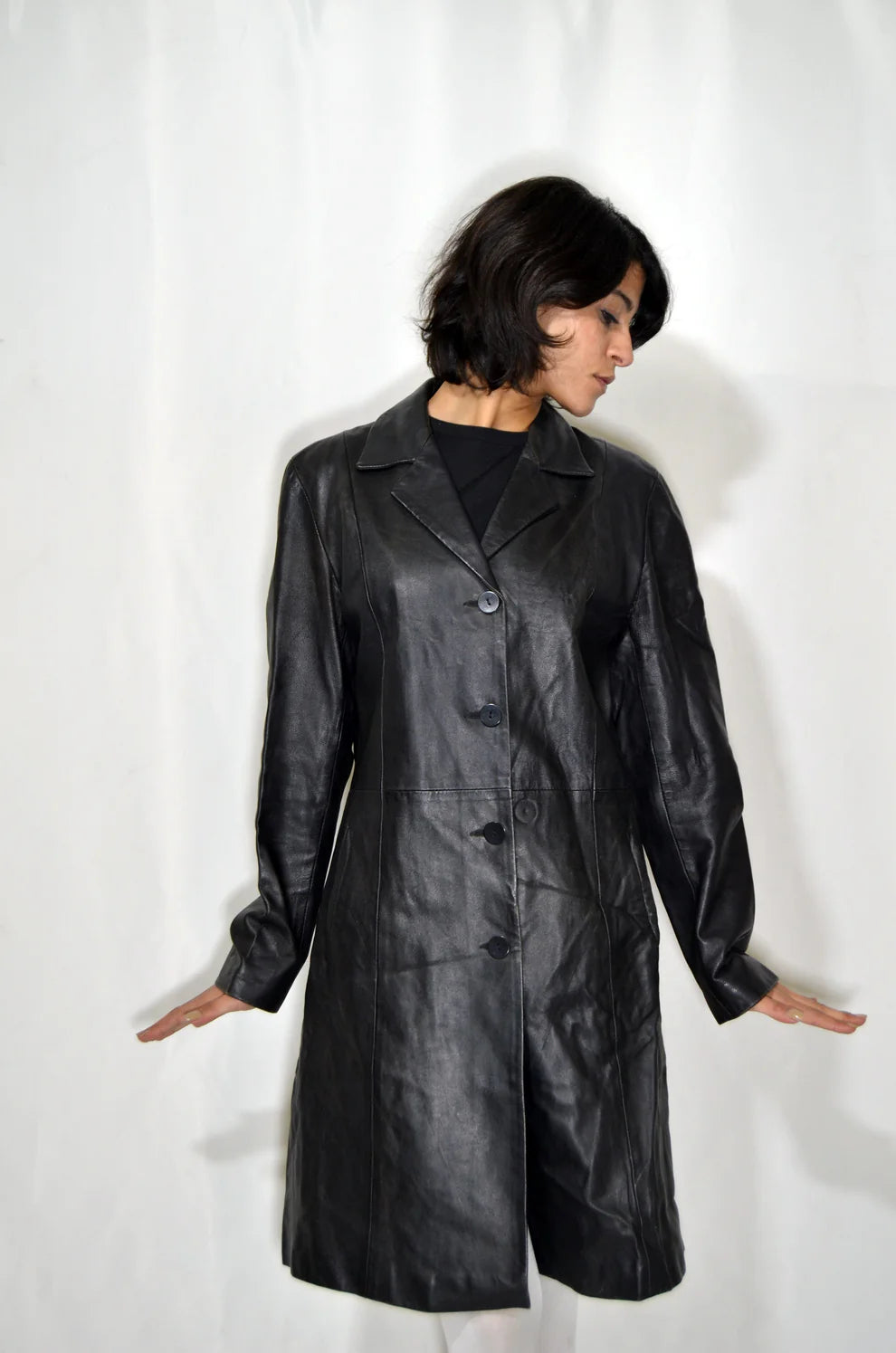 Black Leather Vintage Coat