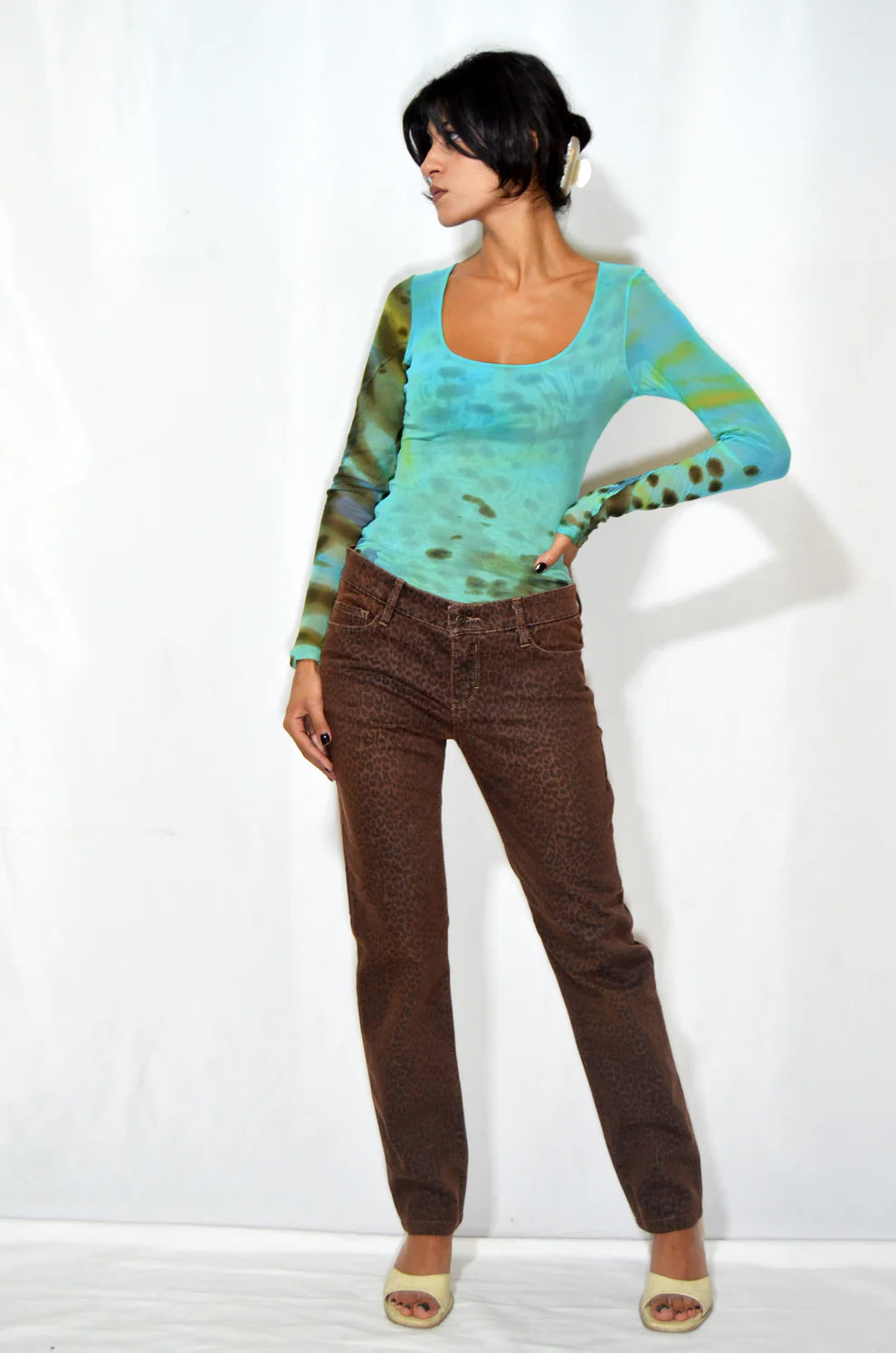 Brown Leopard Printed Jeans