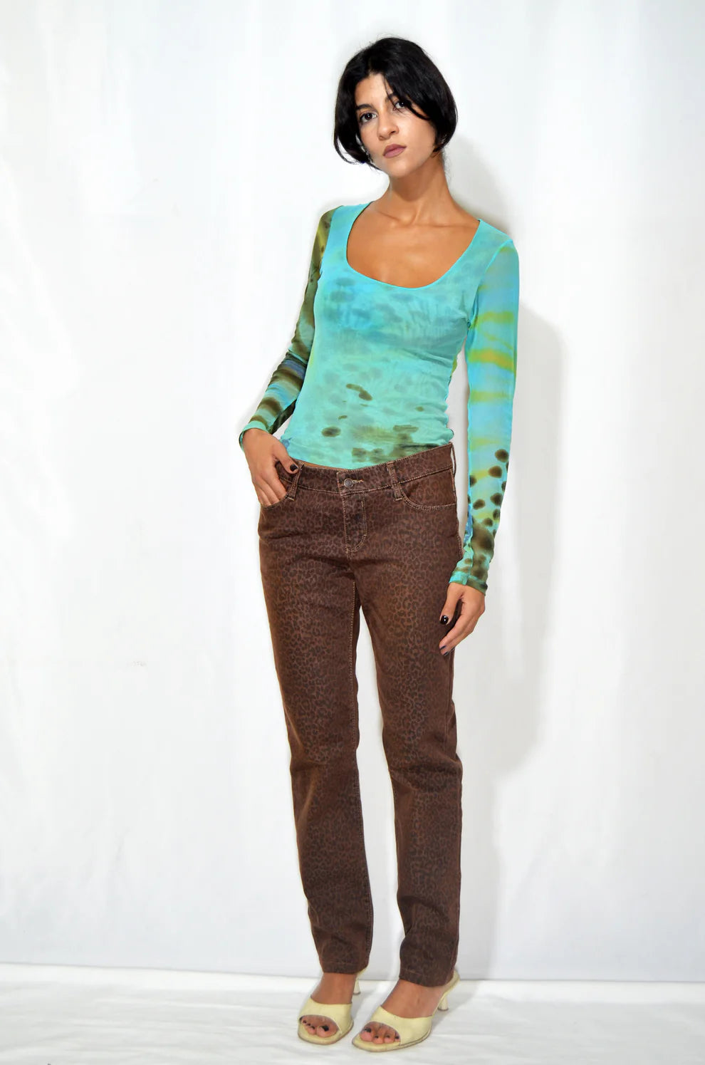 Brown Leopard Printed Jeans