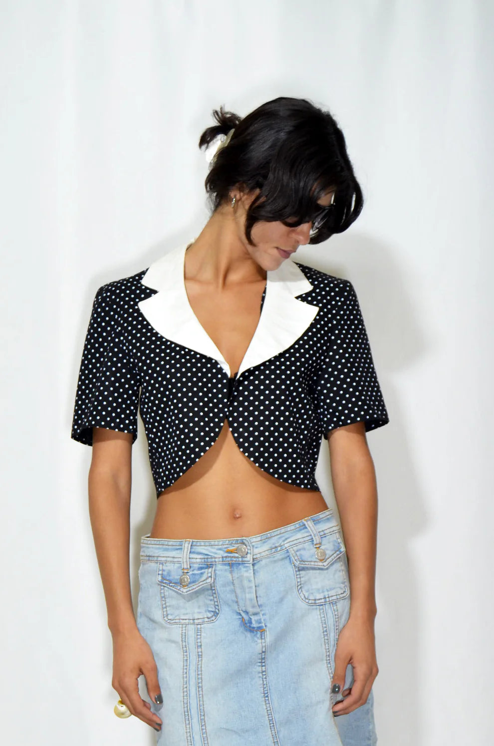 Black & White Vintage Polka Dots Bolero