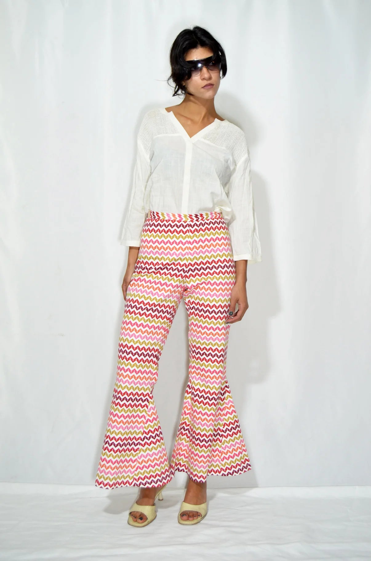 Colorful Patterned Flared Pants