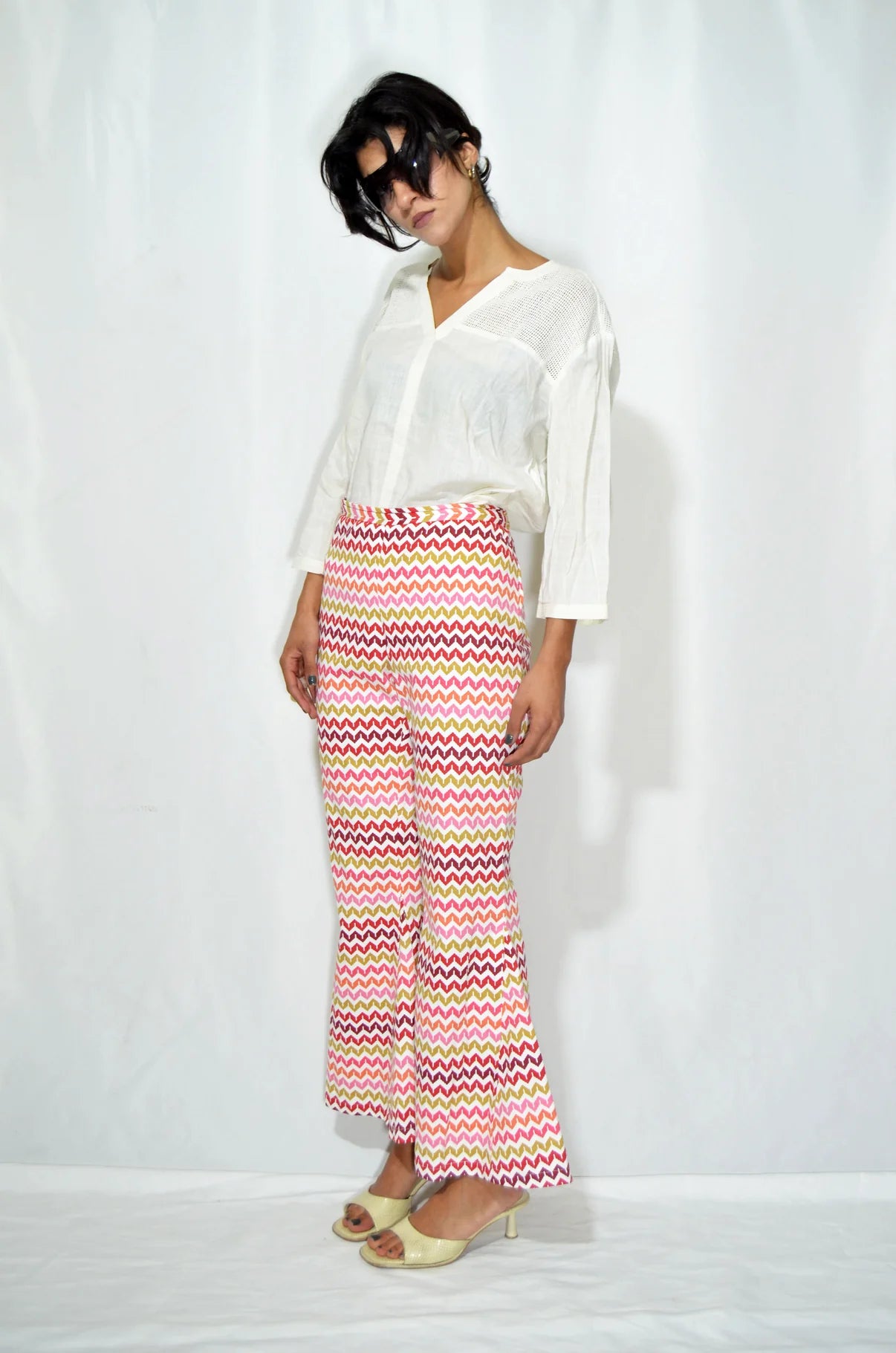 Colorful Patterned Flared Pants