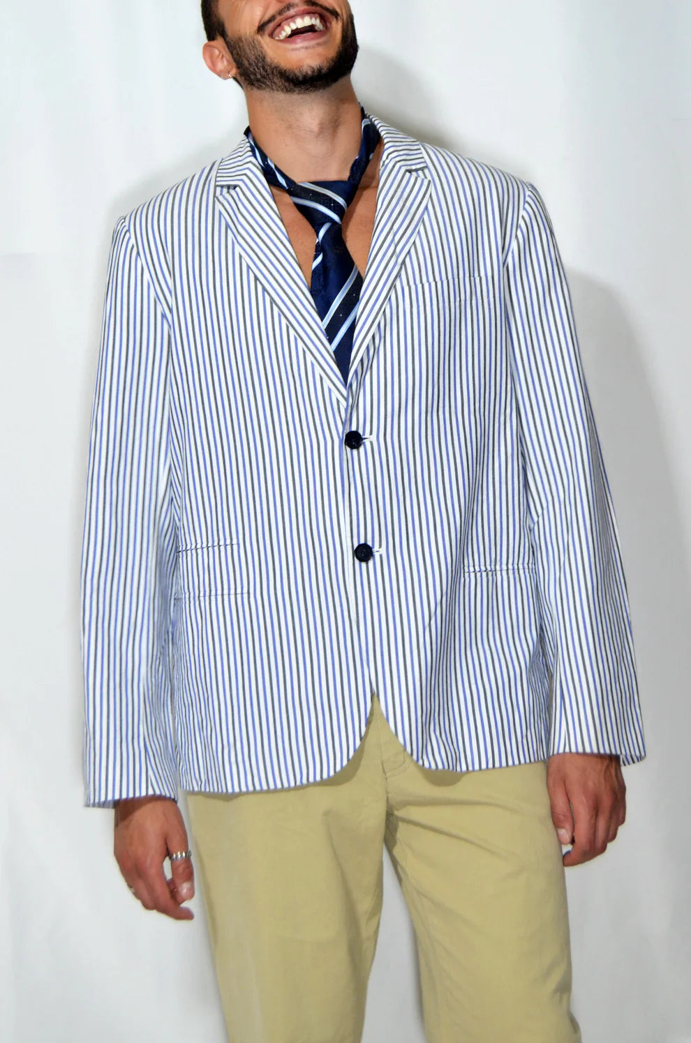 Blue Striped Tailored Jacket