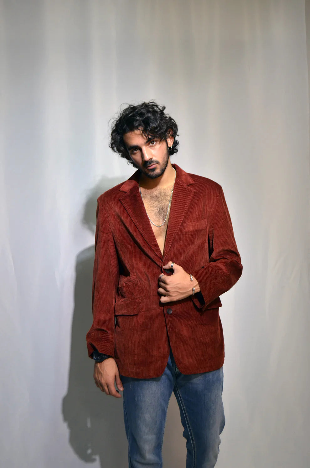 Red Corduroy Vintage Tailored Jacket