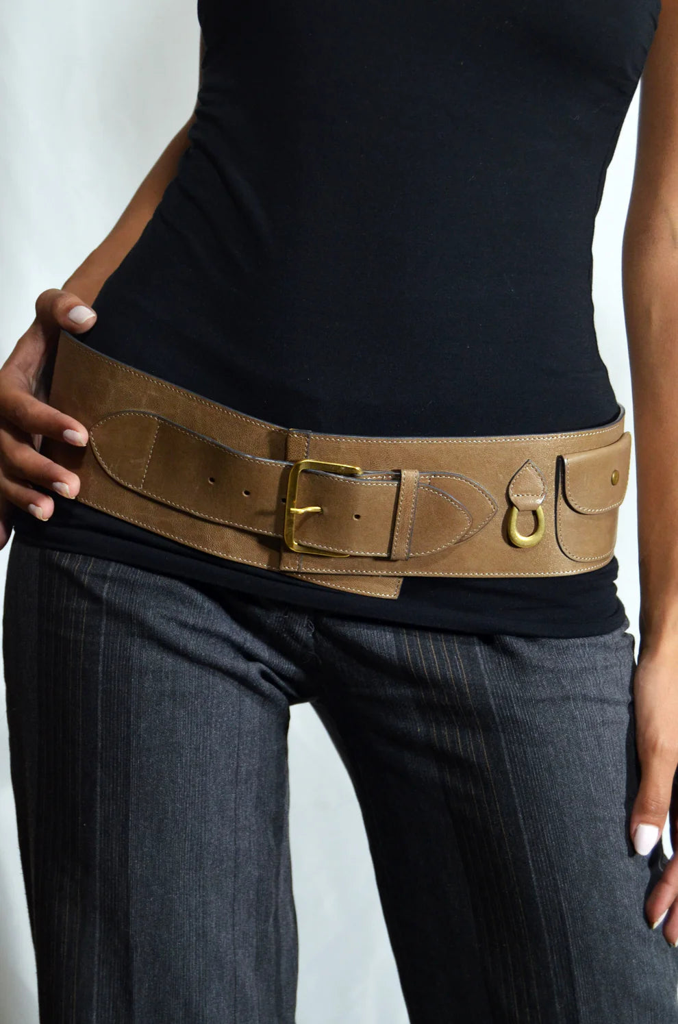Vintage Chloé Wide Utility Belt — Taupe