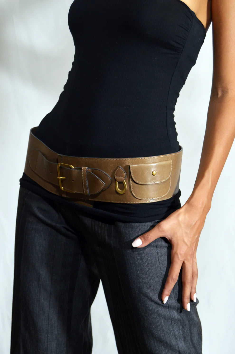 Vintage Chloé Wide Utility Belt — Taupe
