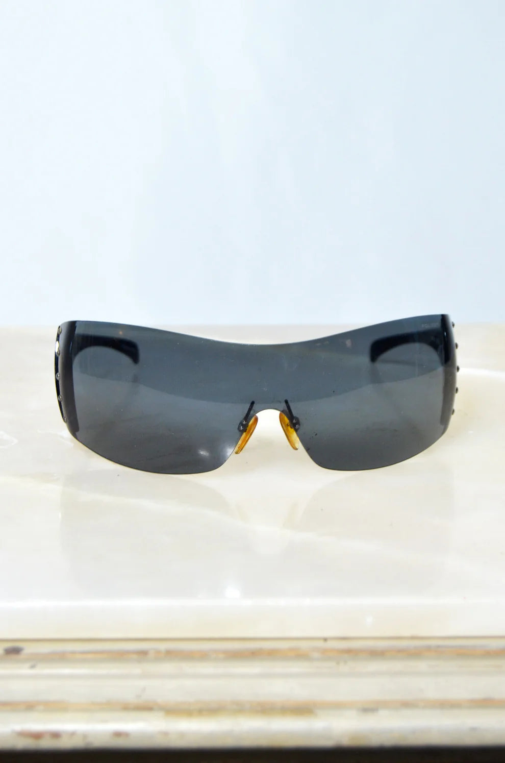 Vintage POLICE Shield Sunglasses — Black