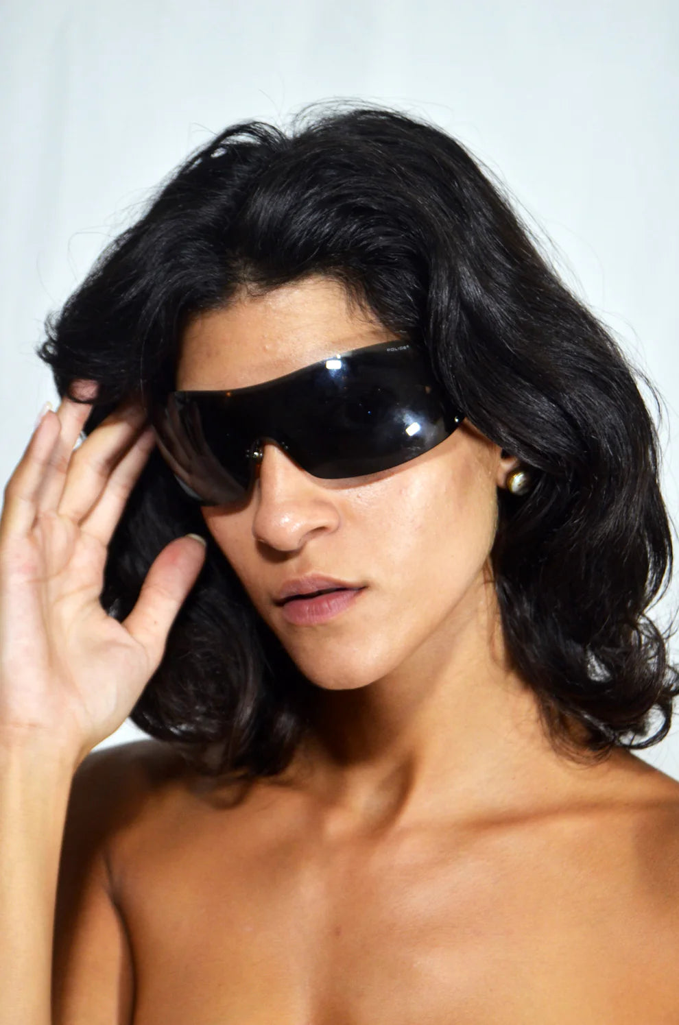 Vintage POLICE Shield Sunglasses — Black