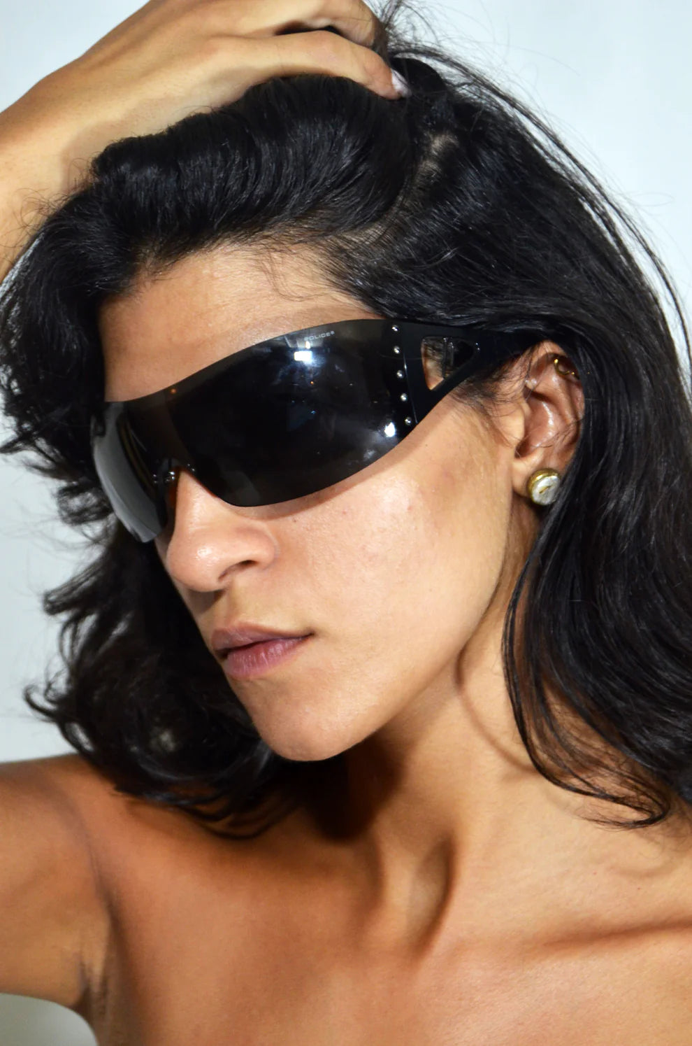 Vintage POLICE Shield Sunglasses — Black