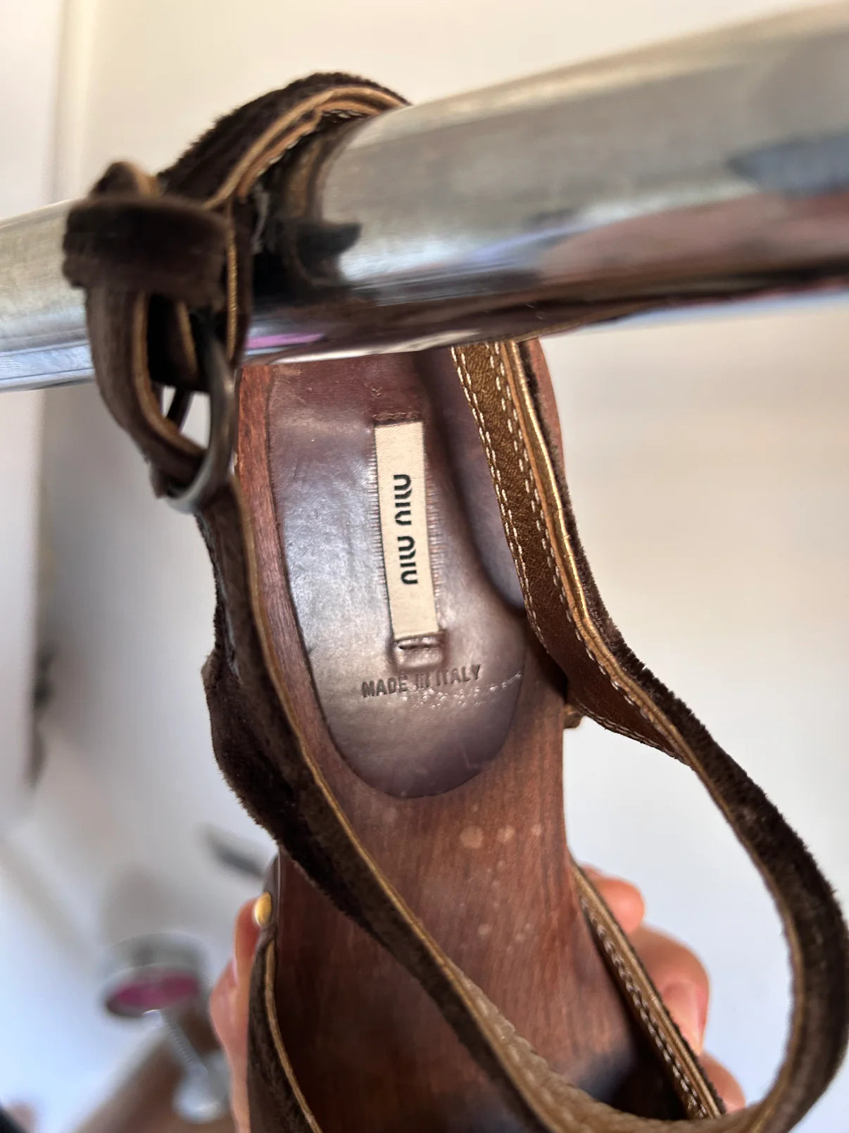 Miu Miu velvet wooden heeled clogs