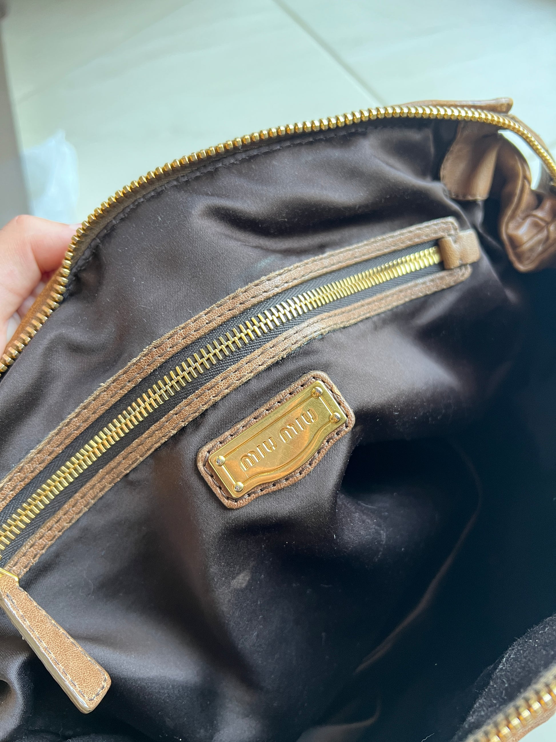 MiuMiu Brown Embossed Vintage Leather Bag