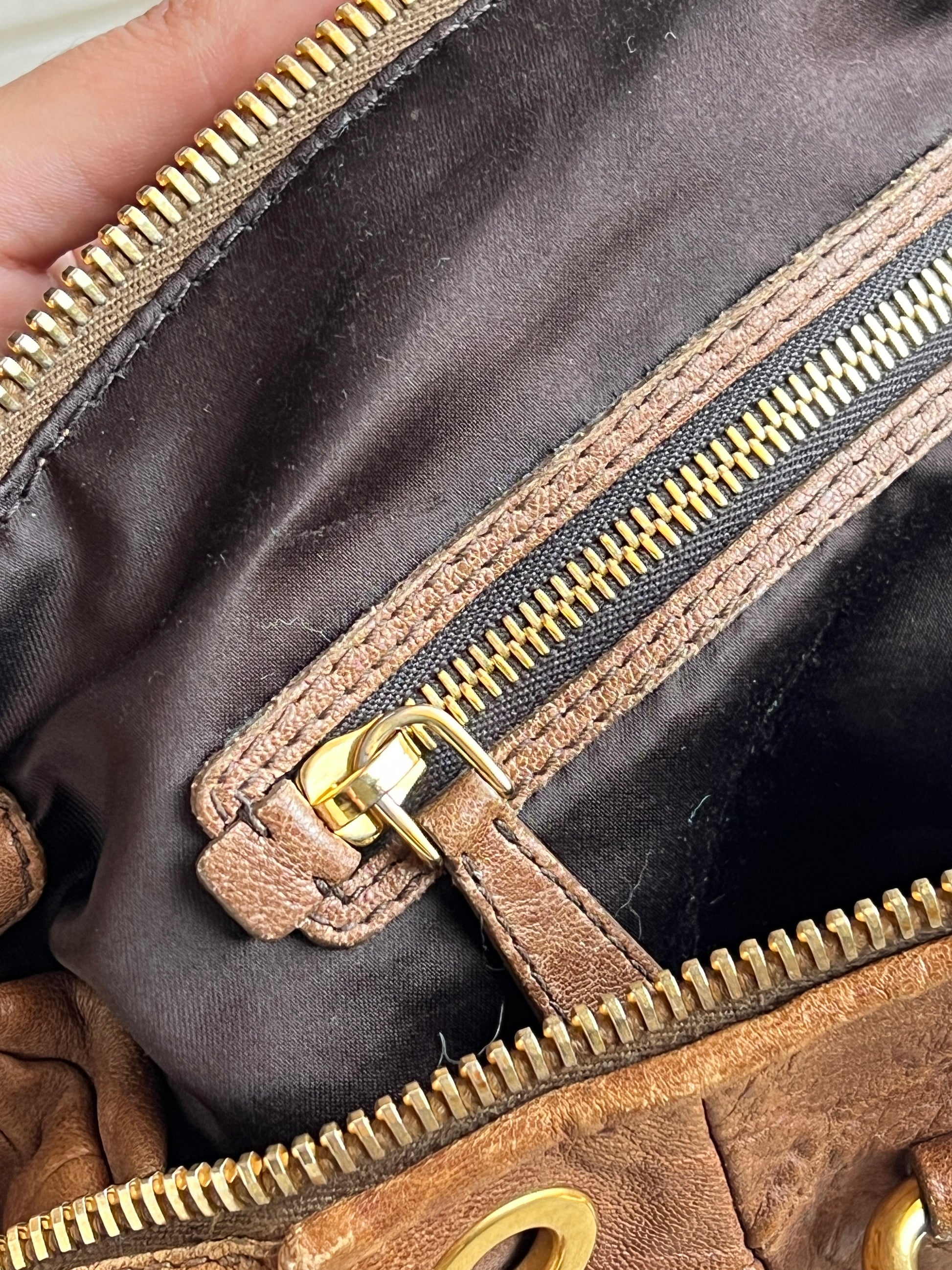 MiuMiu Brown Embossed Vintage Leather Bag