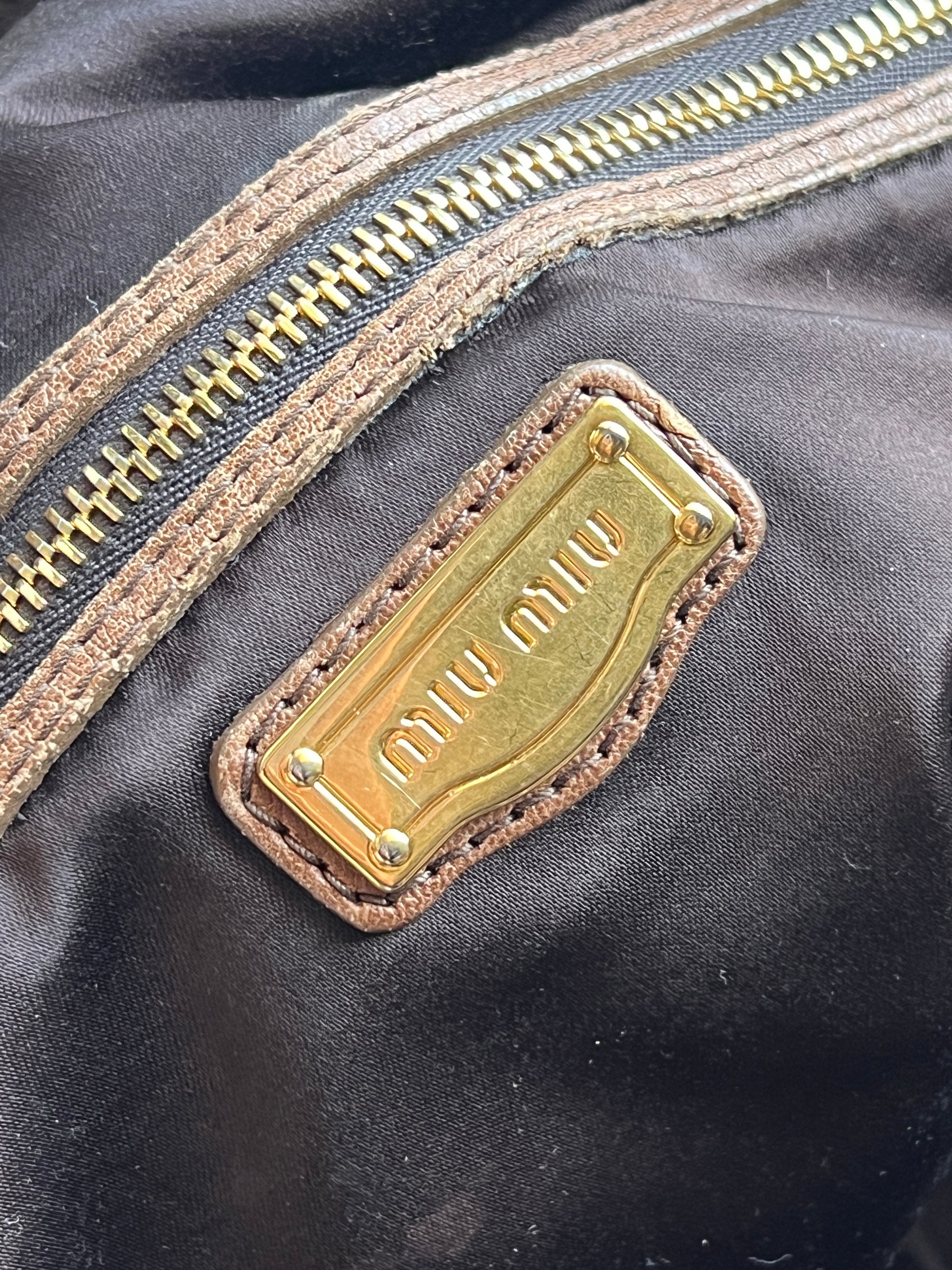 MiuMiu Brown Embossed Vintage Leather Bag