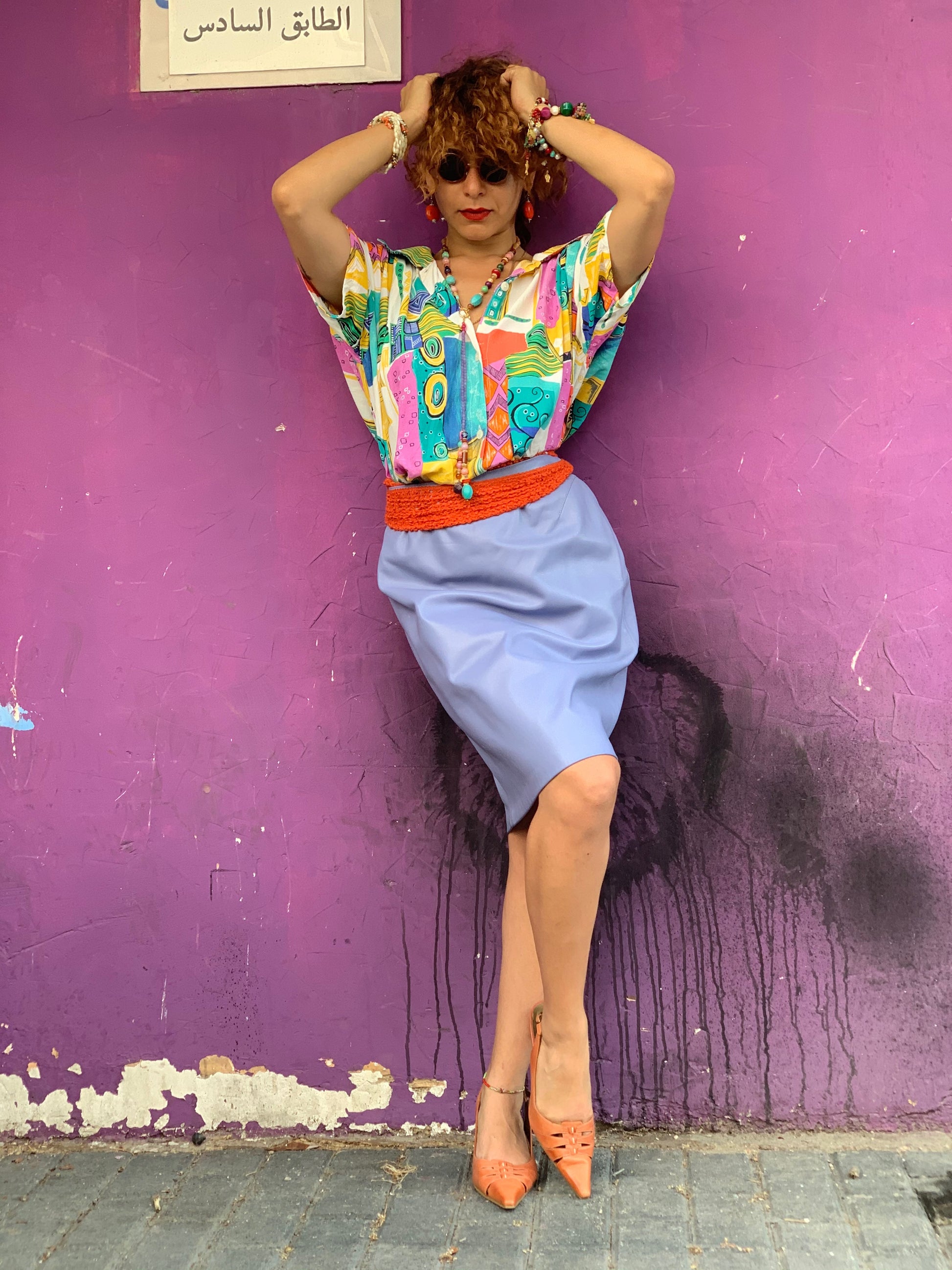 Mugler leather lavender skirt