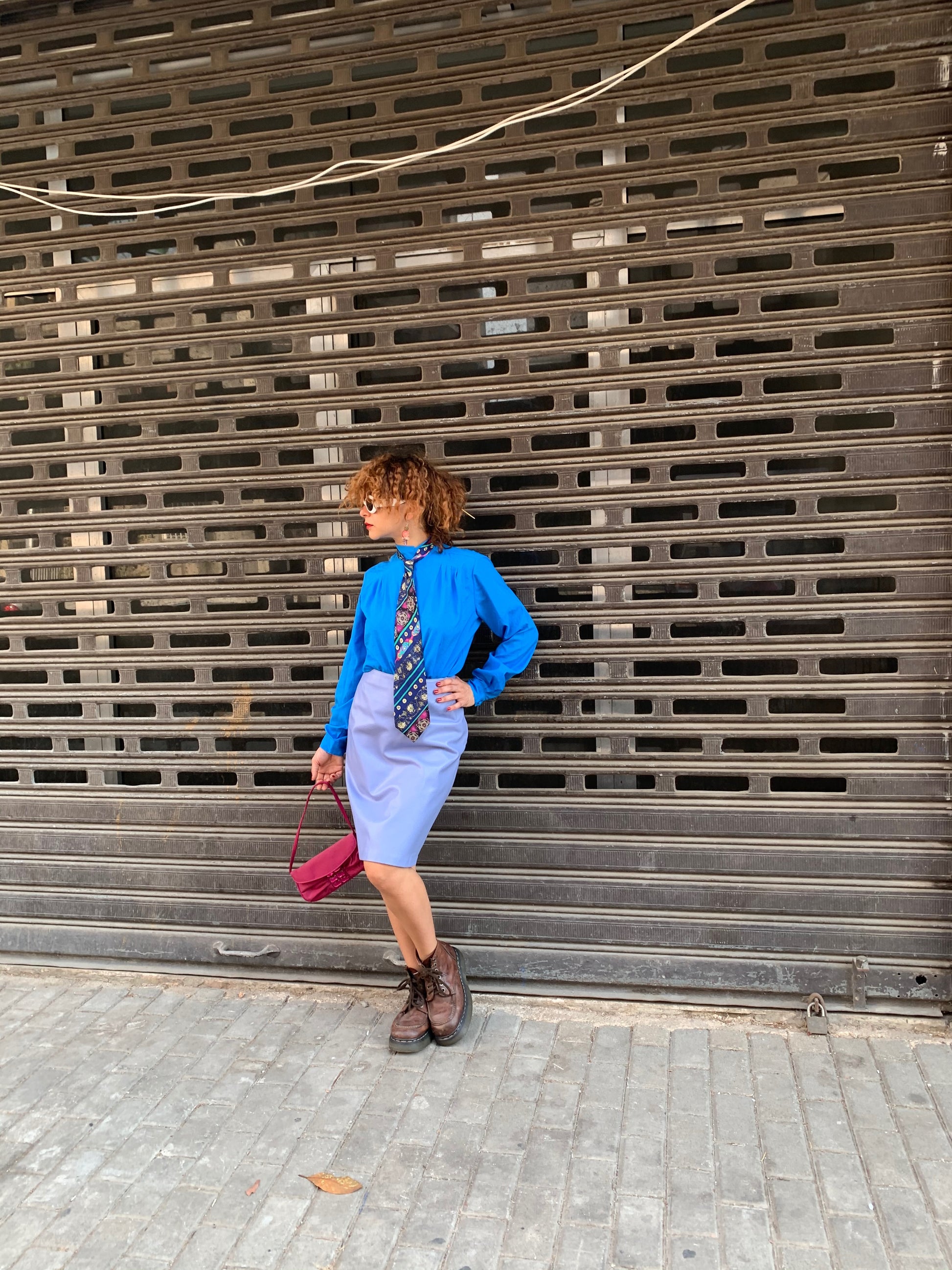 Mugler leather lavender skirt