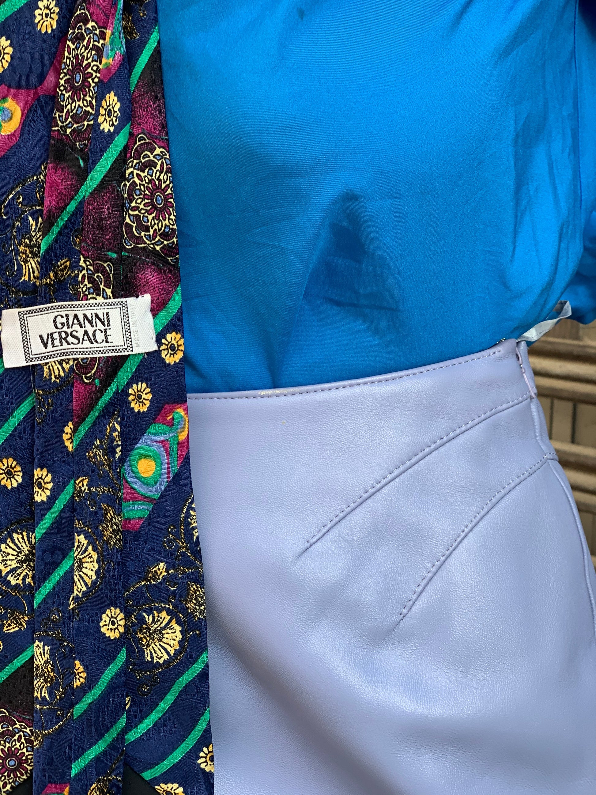 Mugler leather lavender skirt