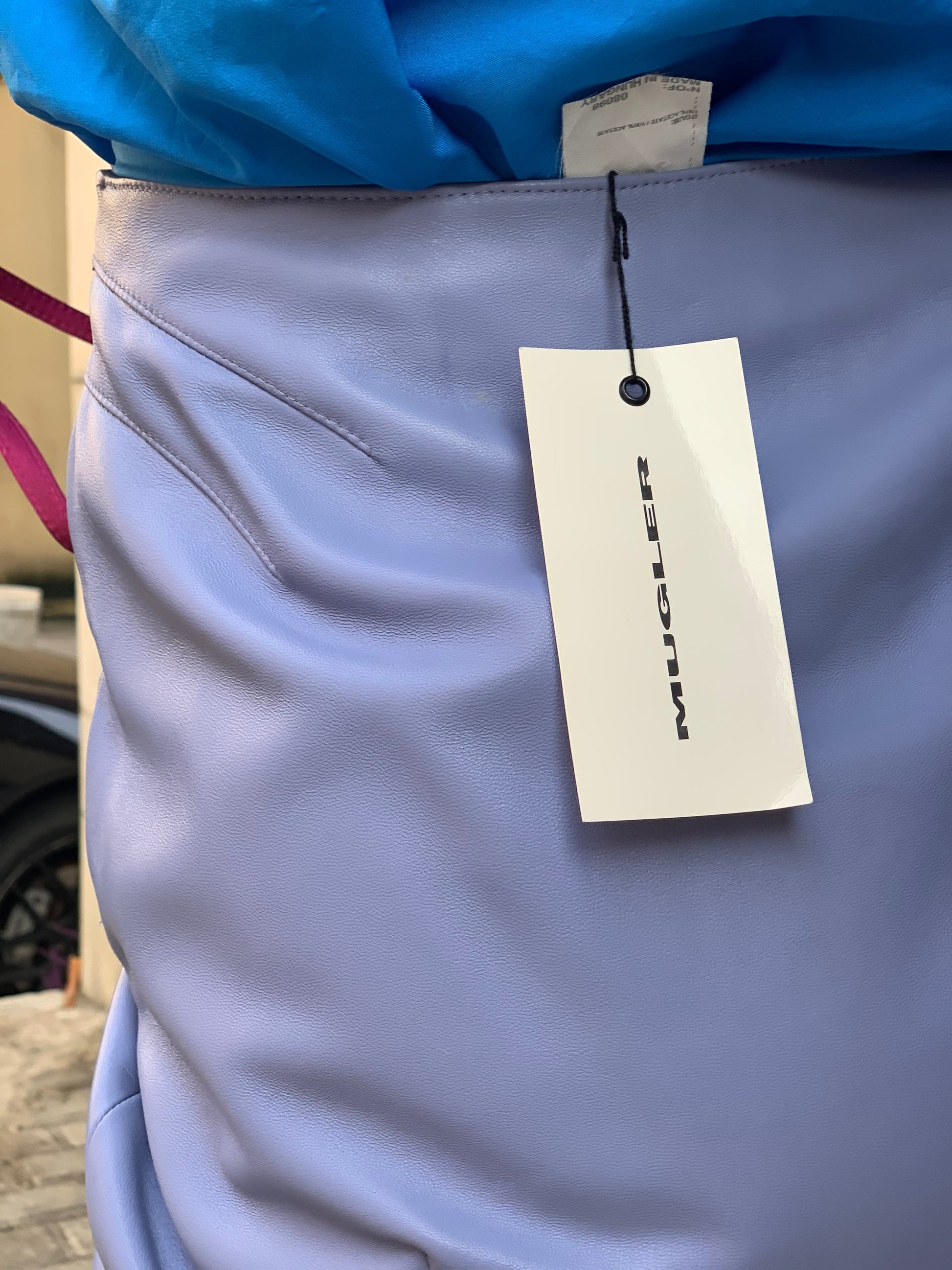 Mugler leather lavender skirt
