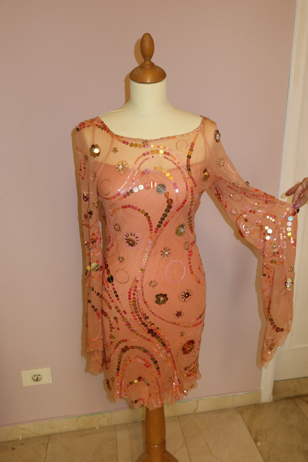 Jenny Packham swirl/Sungem sequin gown