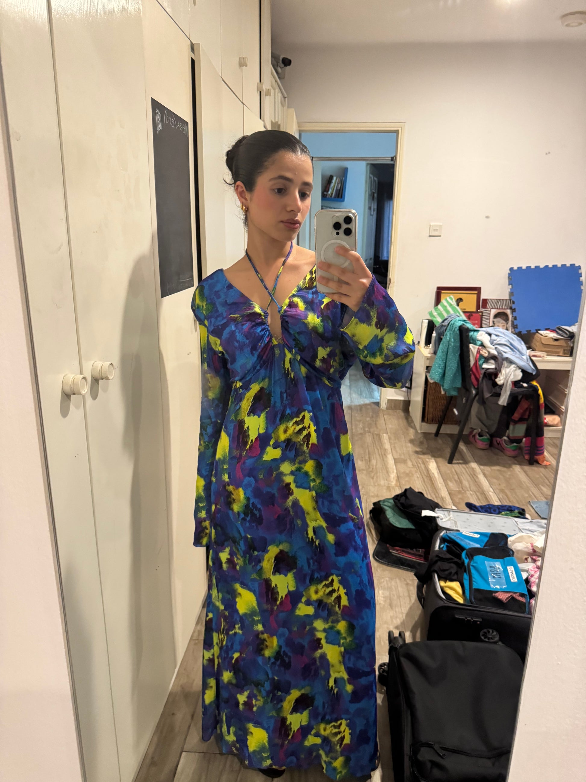 WH x Kimberley Burrows Printed Satin Maxi Dress
