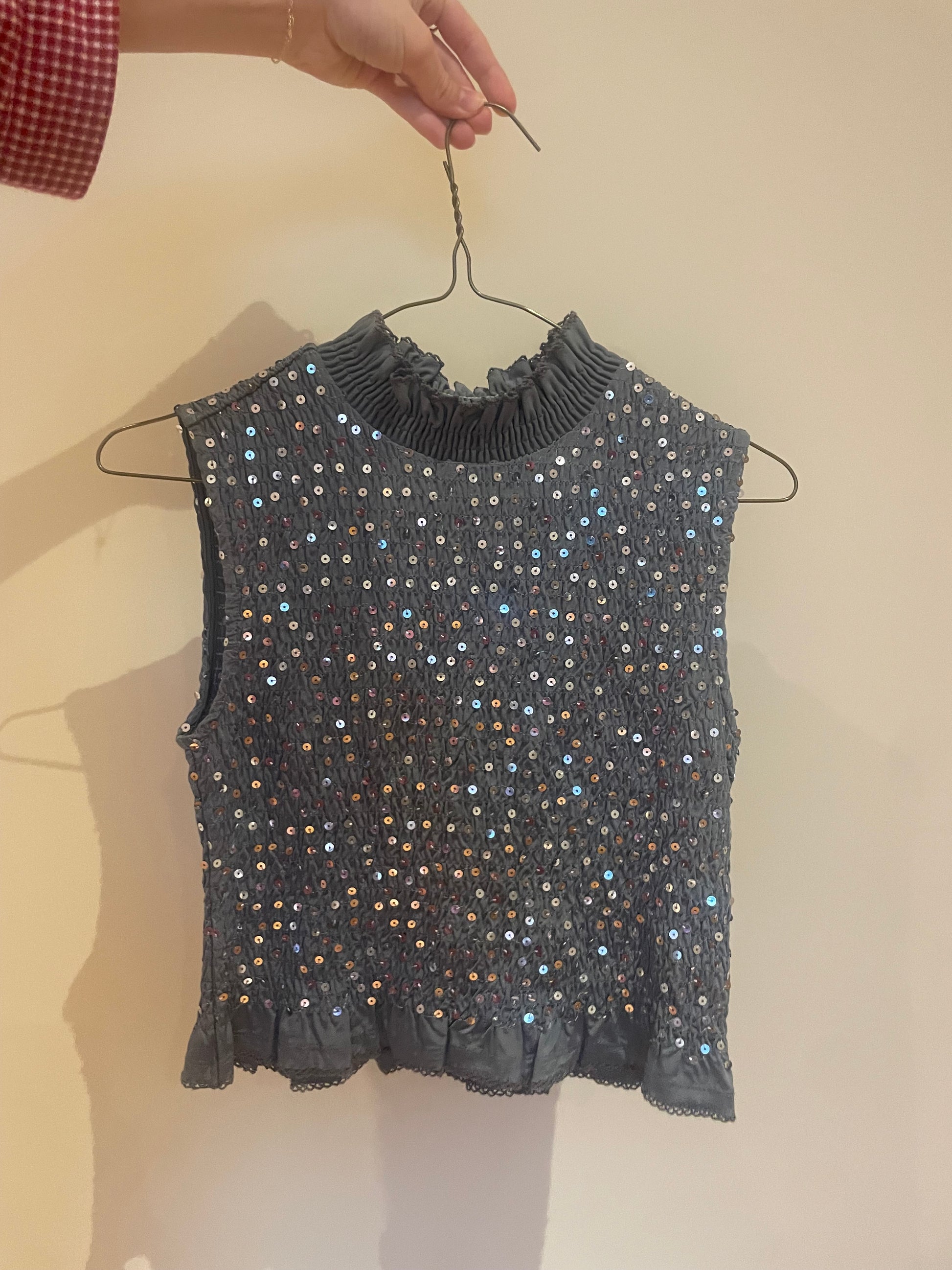 Sandro Cropped Sequin Top