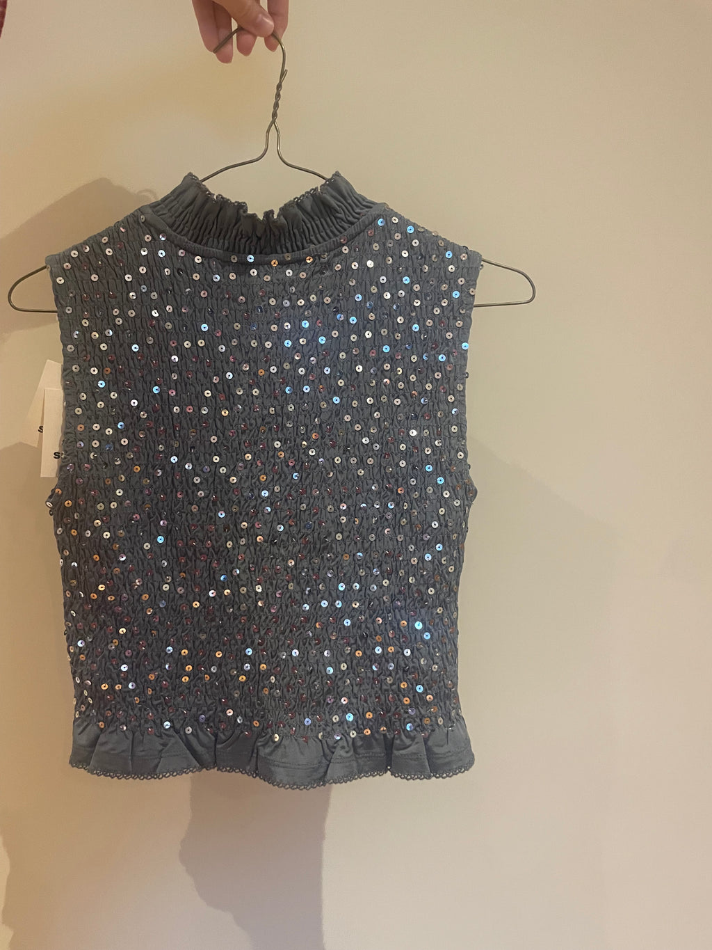 Sandro Cropped Sequin Top